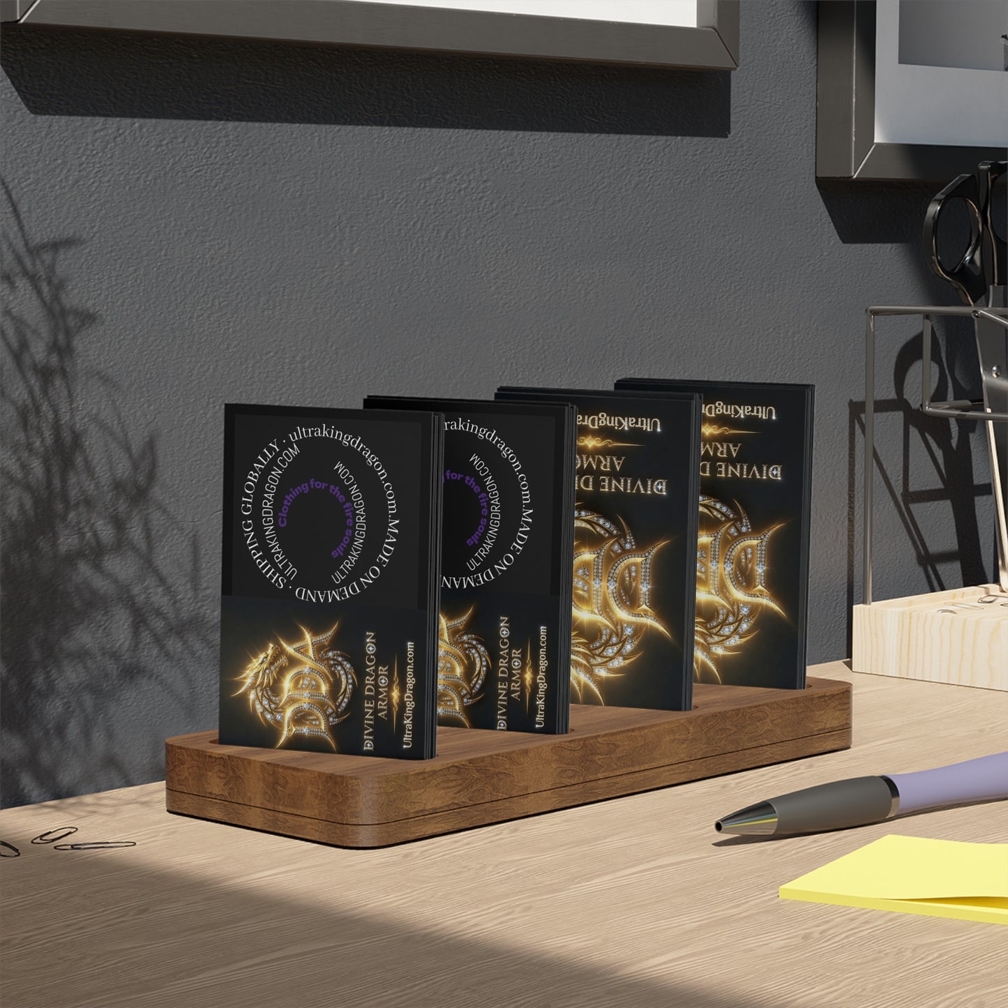 Gold Dragon Armor Business Cards — 100 Premium Metallic Logo Cards
