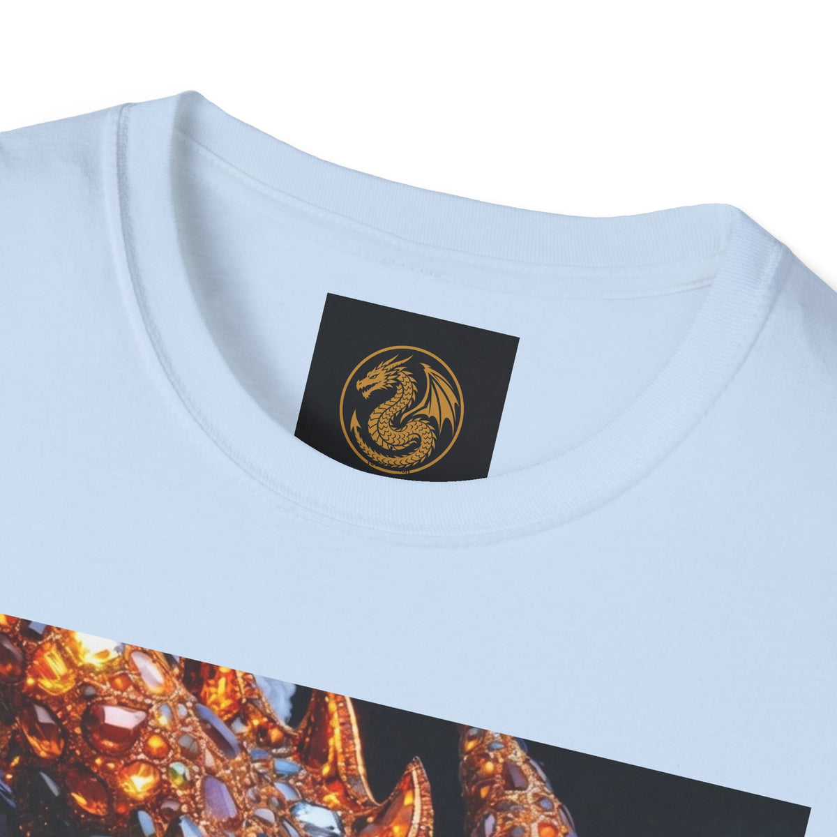A Gemstone Dragon Head Graphic T-Shirt — Fiery Fantasy Scaly Creature Design