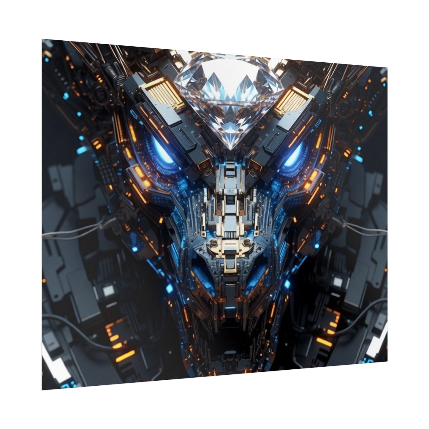 Futuristic Mech Dragon Poster – Cybernetic Robot Art Print