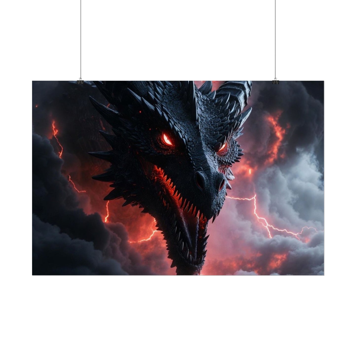 Dragon Storm Rolled Poster — Dark Fantasy Dragon Wall Art