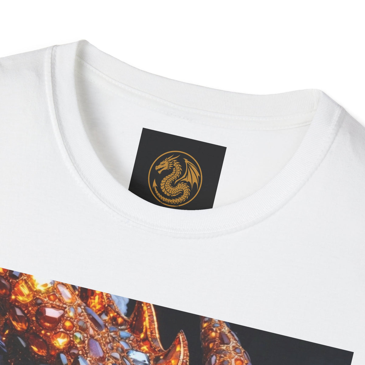 A Gemstone Dragon Head Graphic T-Shirt — Fiery Fantasy Scaly Creature Design