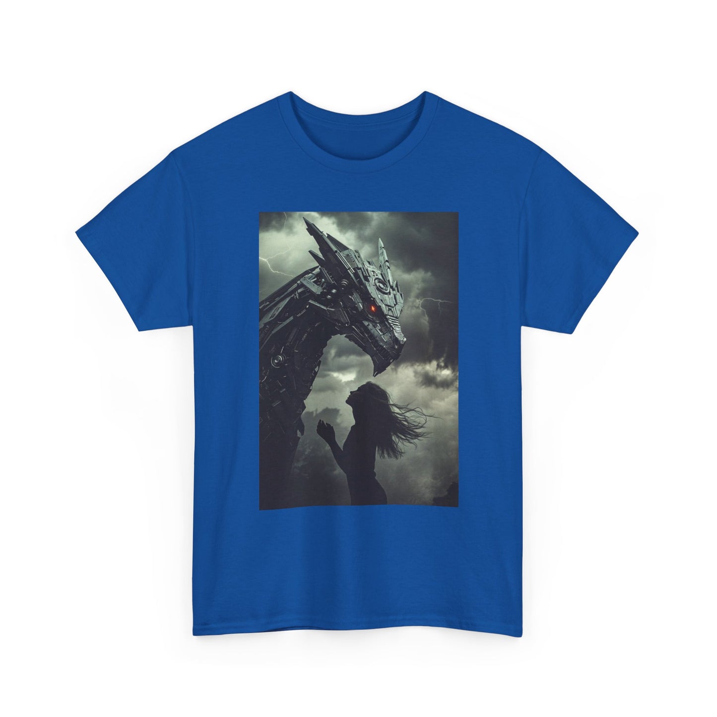 Dragon & Girl Fantasy T-Shirt — Dark Mythical Art Tee