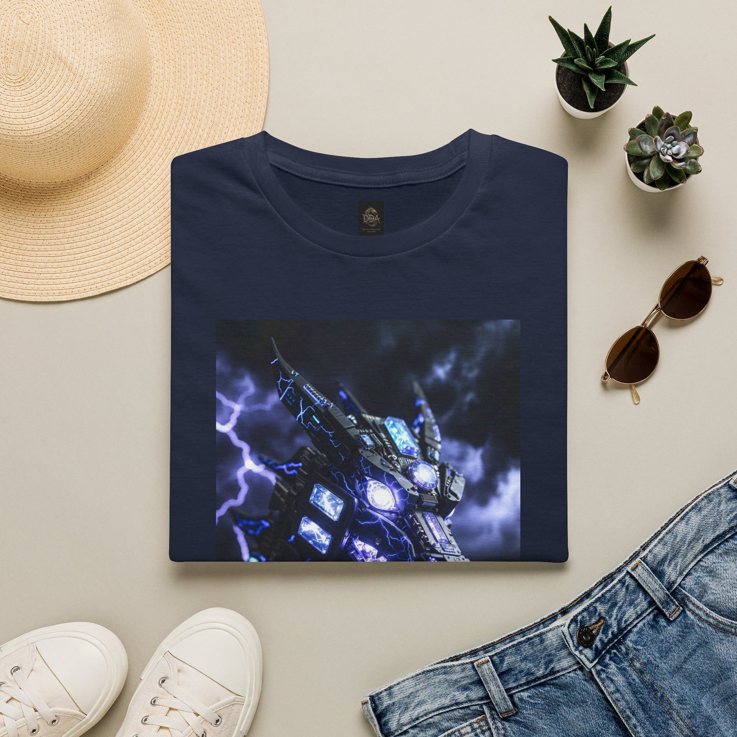 A Dragon Mech Lightning T-Shirt — Cyber Dragon Graphic Tee