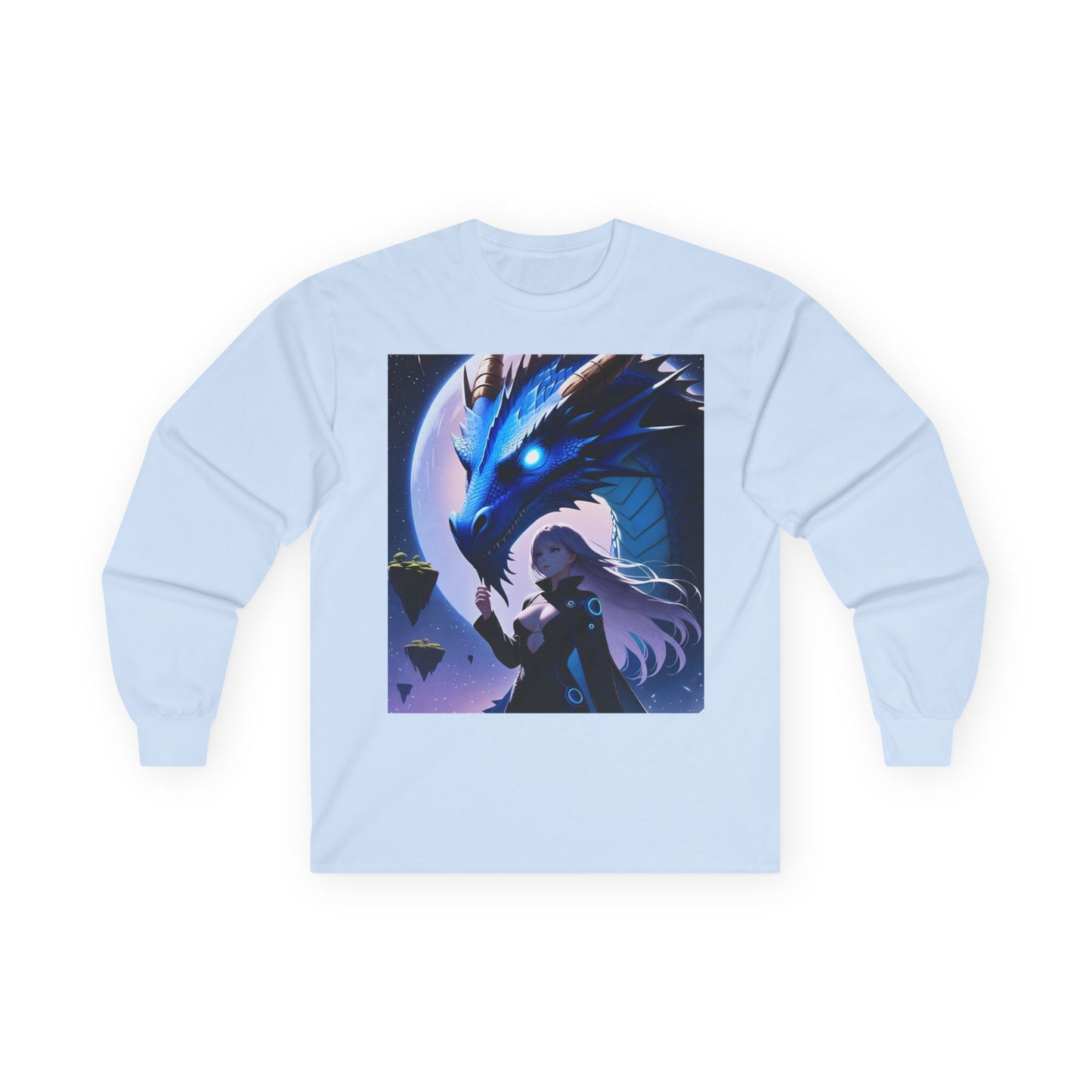 Dragon Whisperer Long Sleeve Tee — Fantasy Blue Dragon Illustration