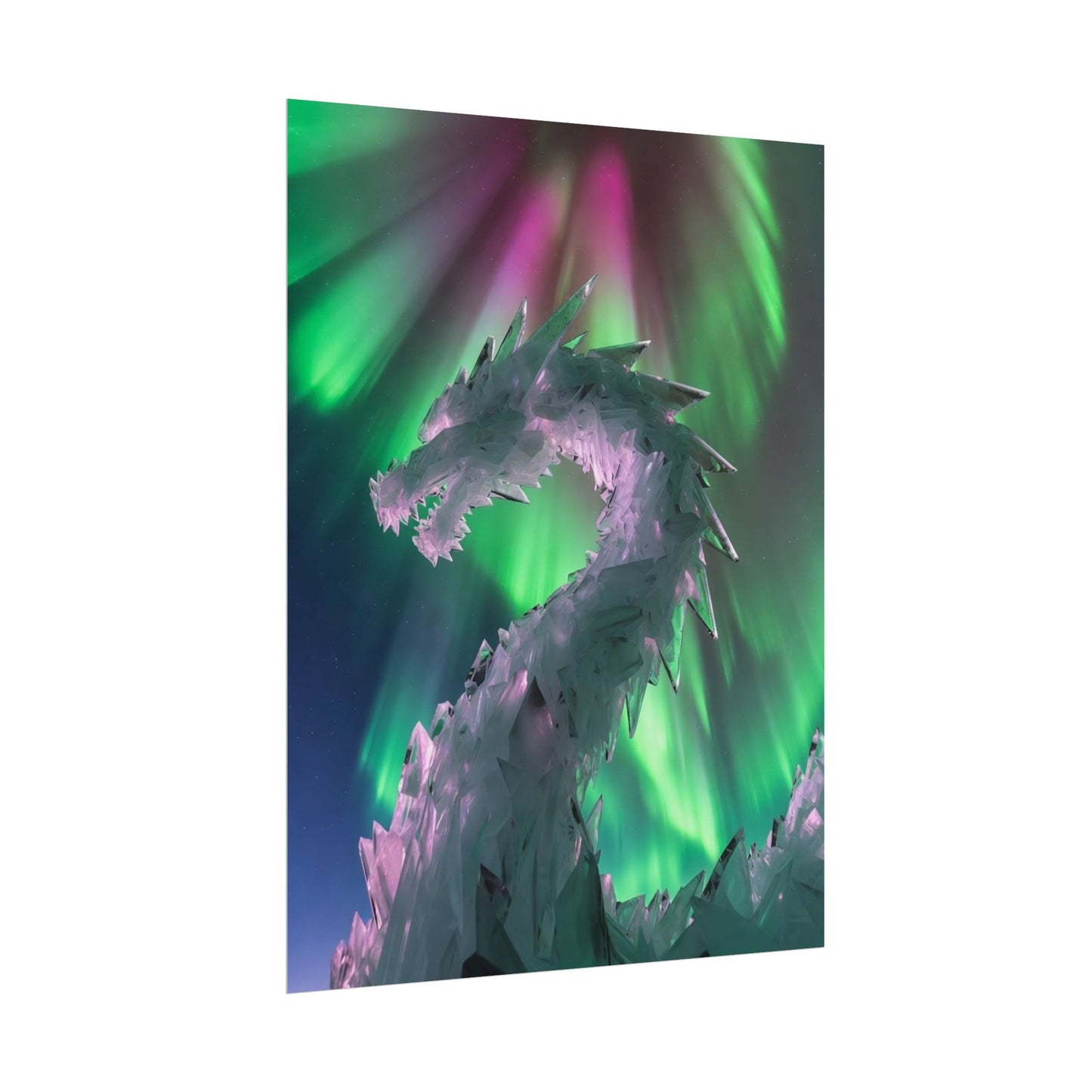 Aurora Ice Dragon Poster — Fantasy Wall Art Rolled Poster