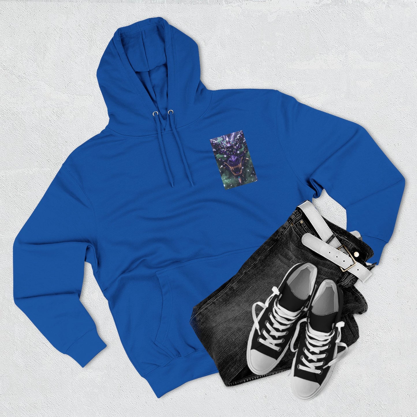A Mystic Cosmic 🐉 Hoodie — Astral Galaxy Cat Chest Print Fleece Hoodie