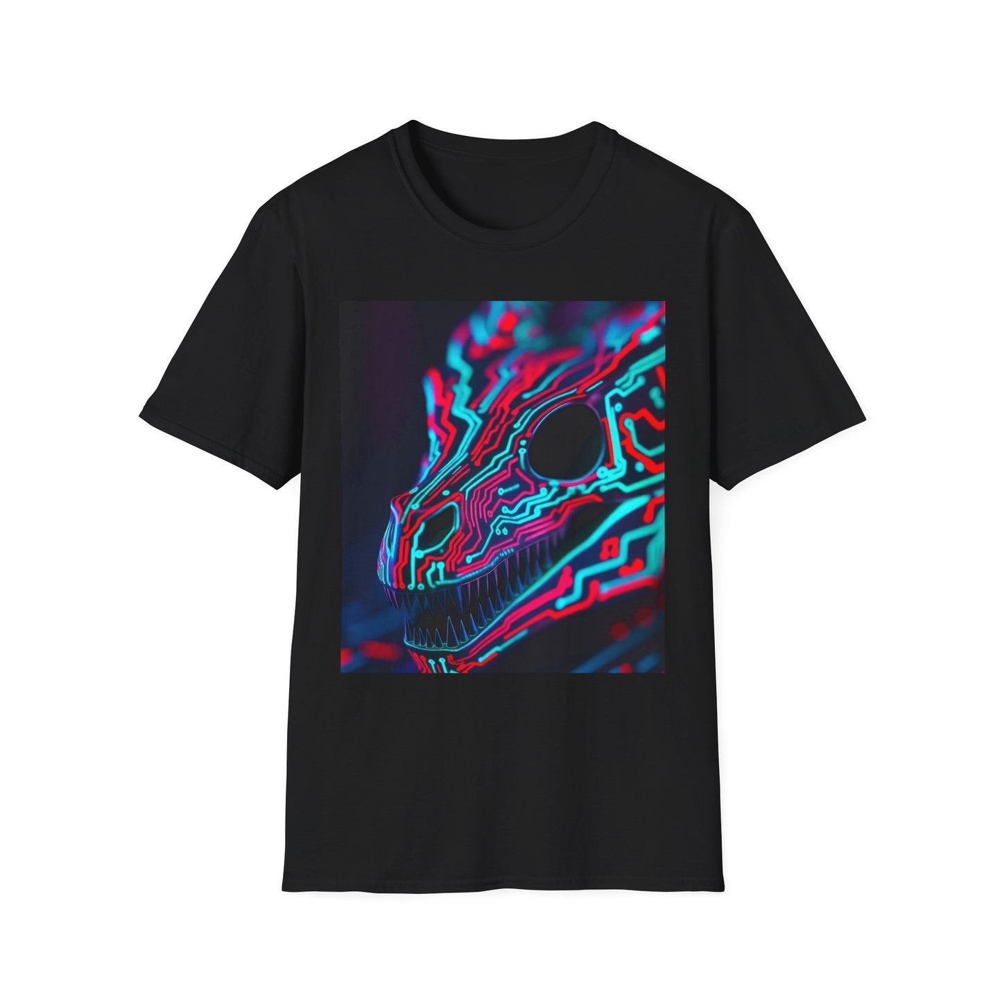 Neon Cyber Skull T-Shirt — Vaporwave Glitch Art Tee