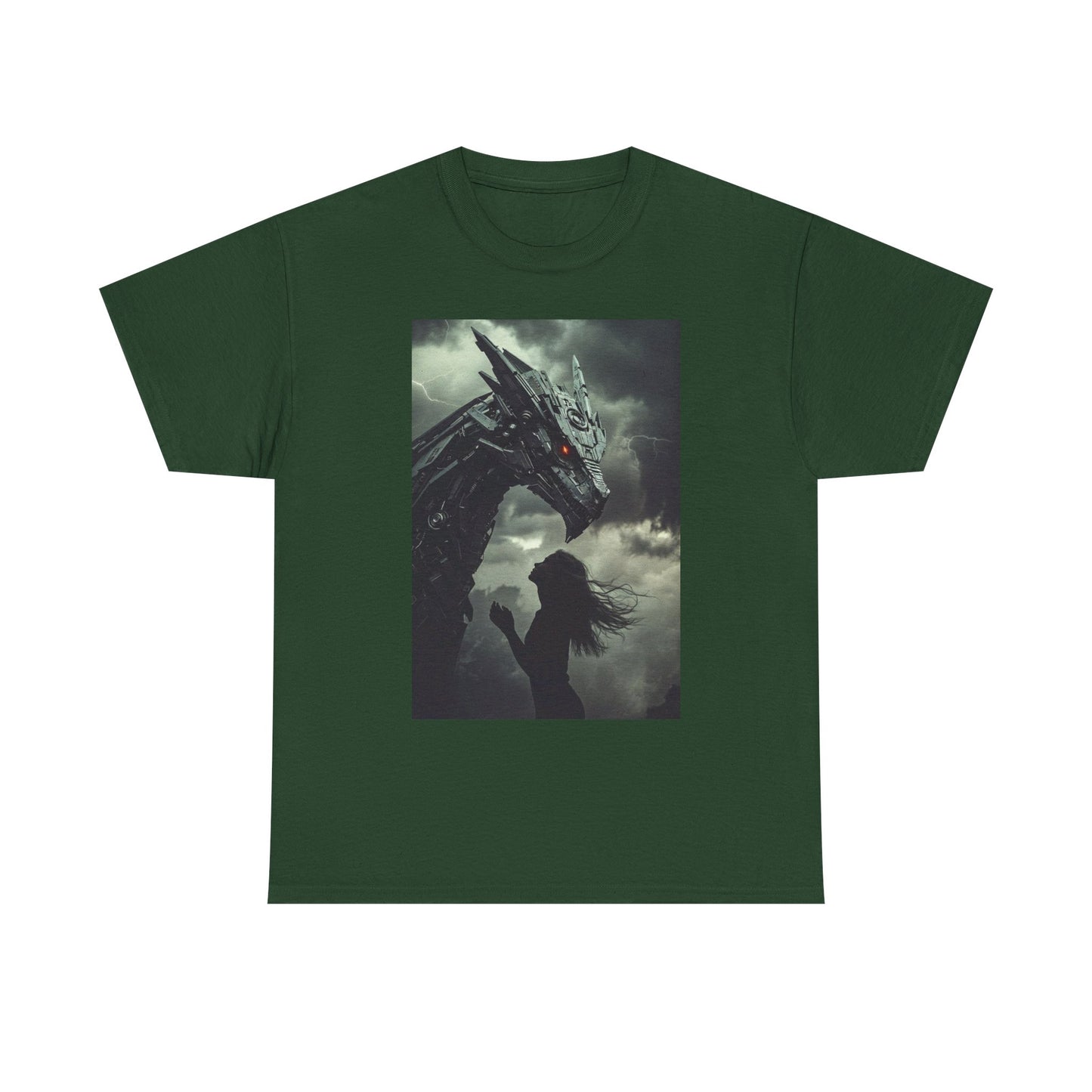 Dragon & Girl Fantasy T-Shirt — Dark Mythical Art Tee