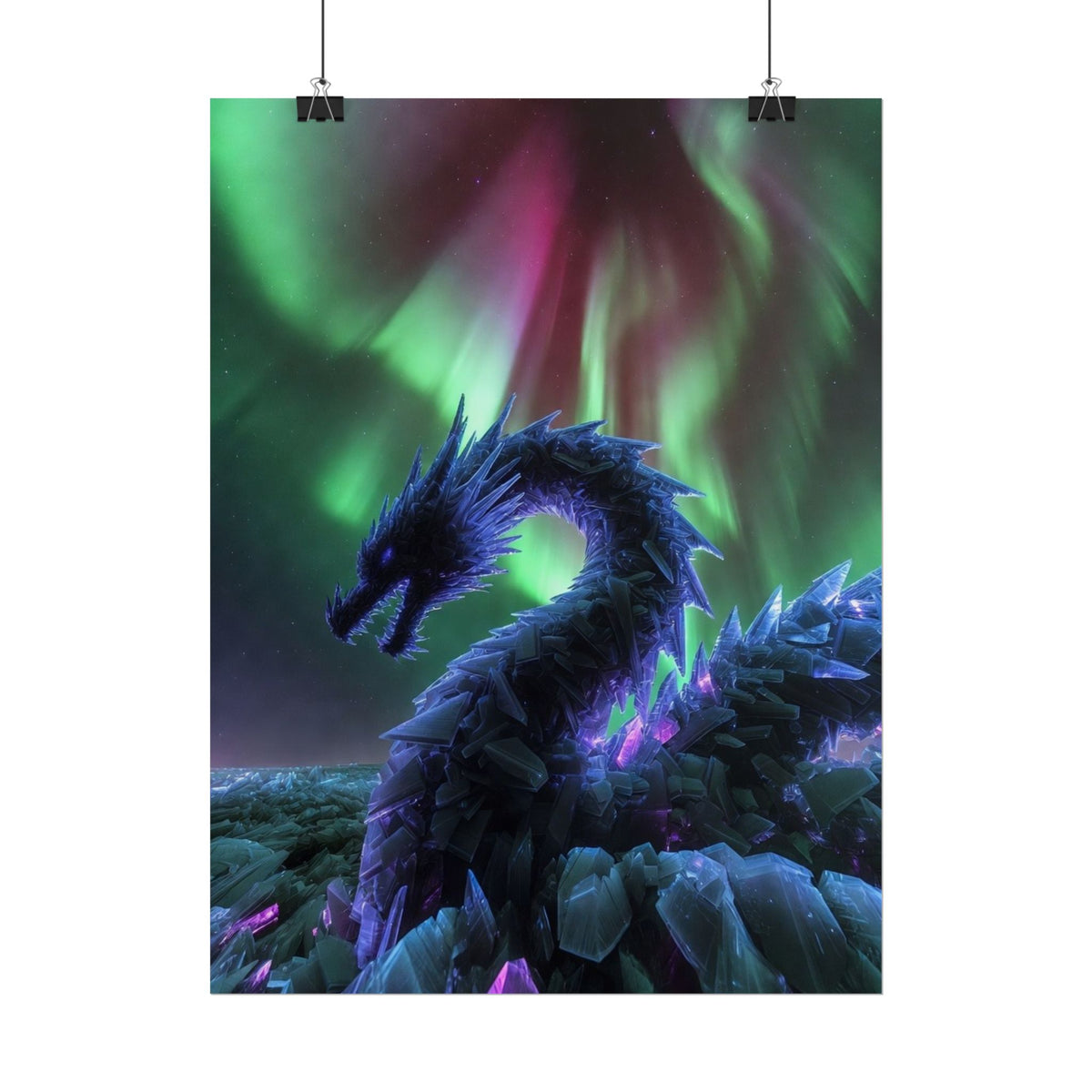 Aurora Crystal Dragon Poster — Fantasy Wall Art Print