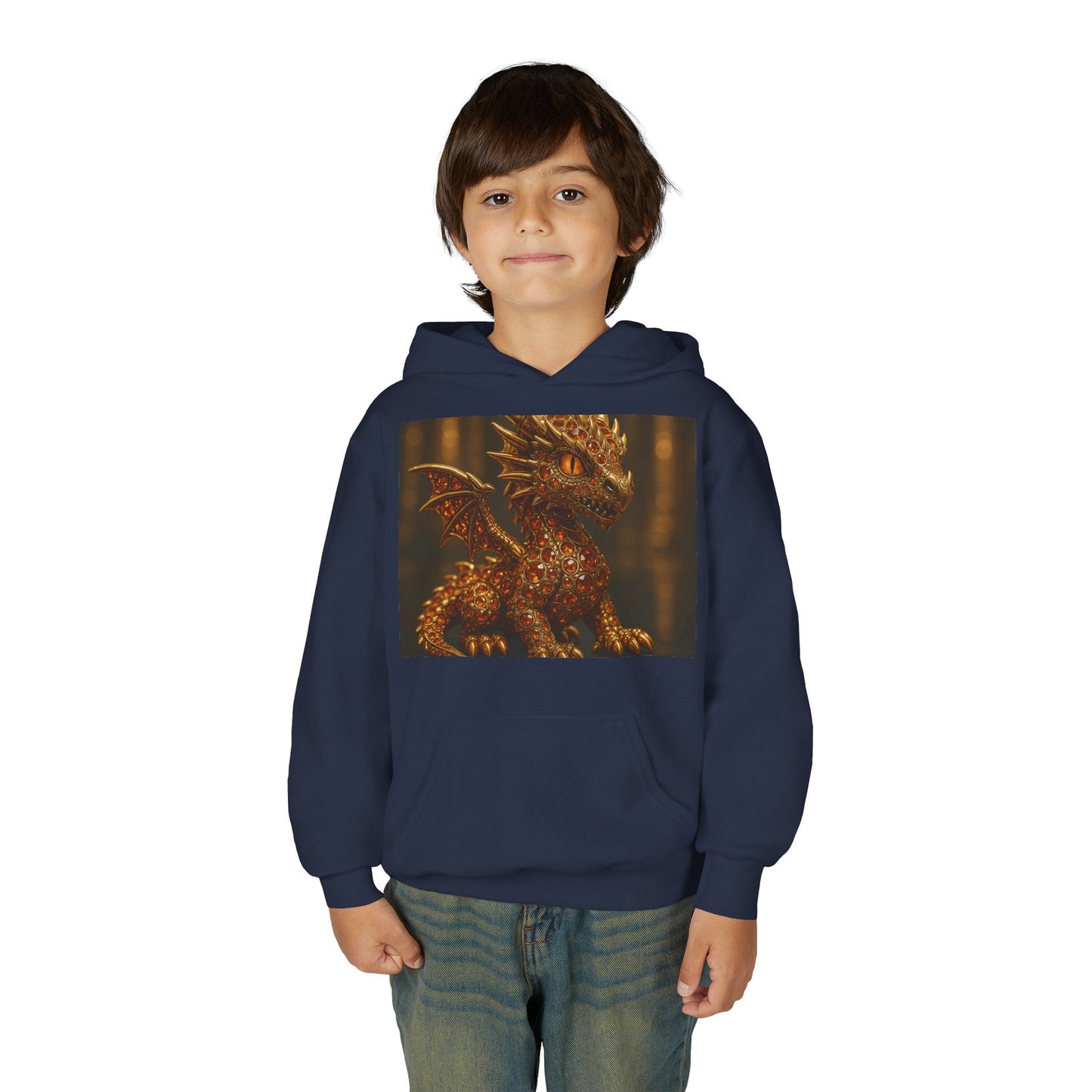 Dragon Fantasy Youth Heavy Blend Hooded Sweatshirt, Adventure Hoodie, Gift for Kids, Fantasy Apparel, Cozy Sweatshirt for Young Dreamers