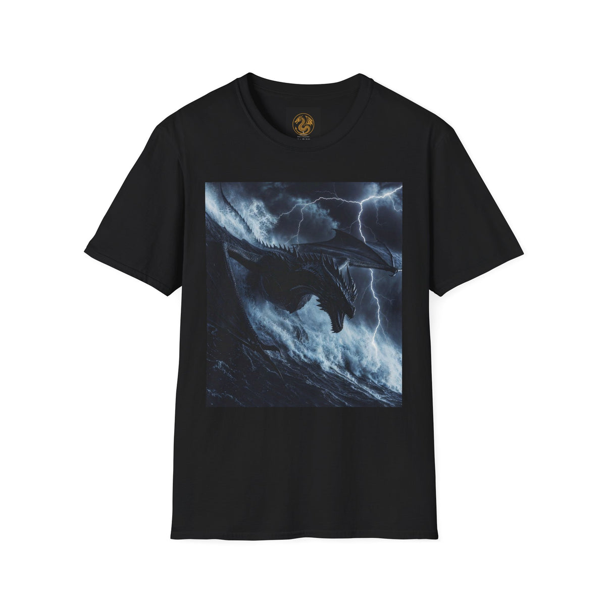 A Stormy Oceanic Dragon T-Shirt — Dark Ocean Lightning Graphic Tee