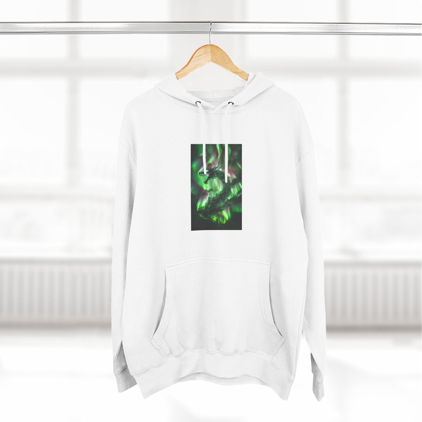 Green Nebula Abstract Hoodie — Aurora Swirl Fleece Pullover