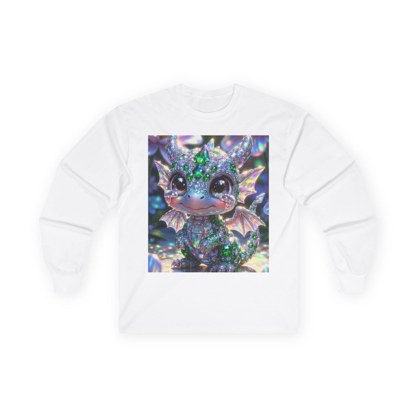 Sparkling Baby Dragon Long Sleeve Tee — Cute Fantasy Creature Shirt