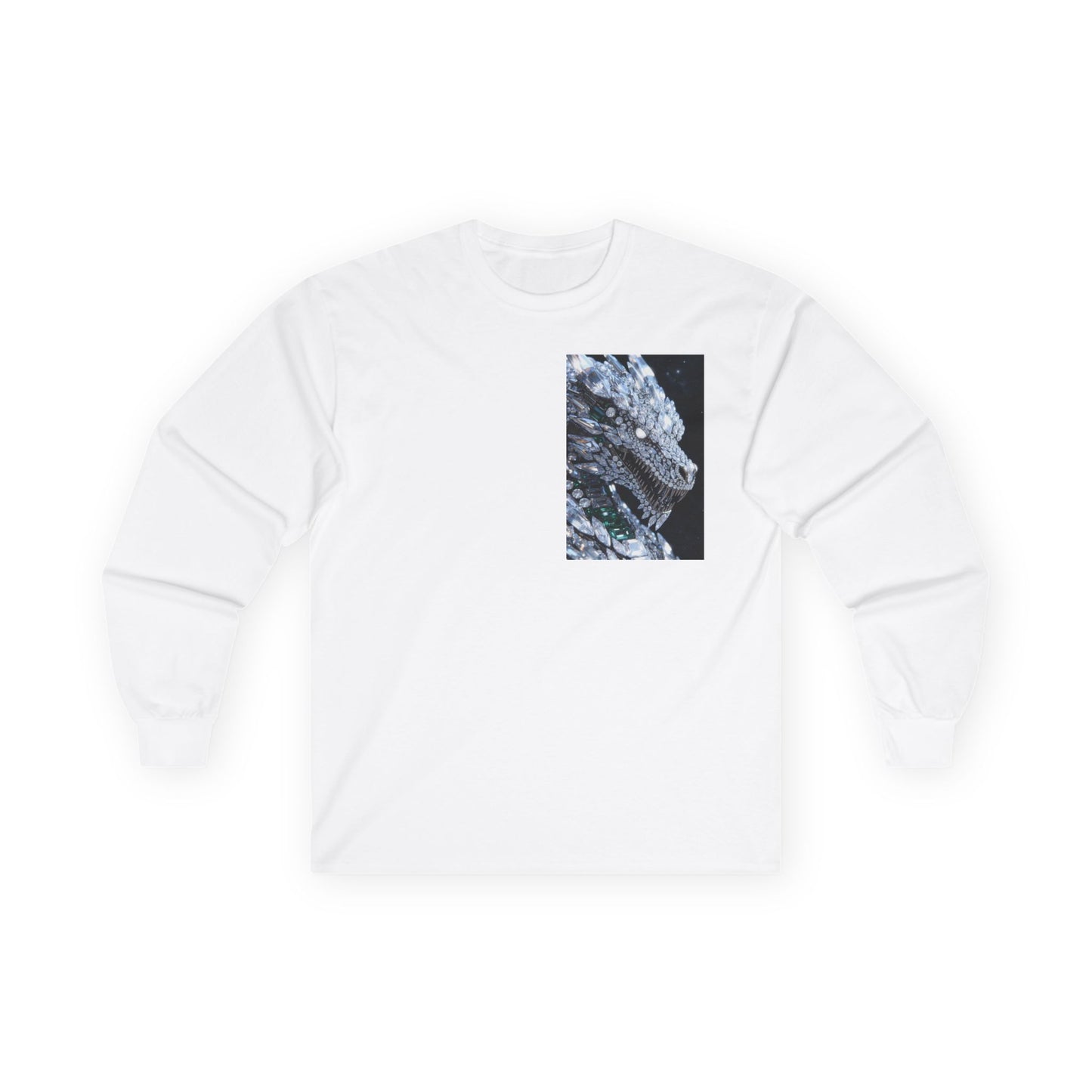 Long Sleeve Tee — Abstract Iridescent Crystal Photo Pocket Print
