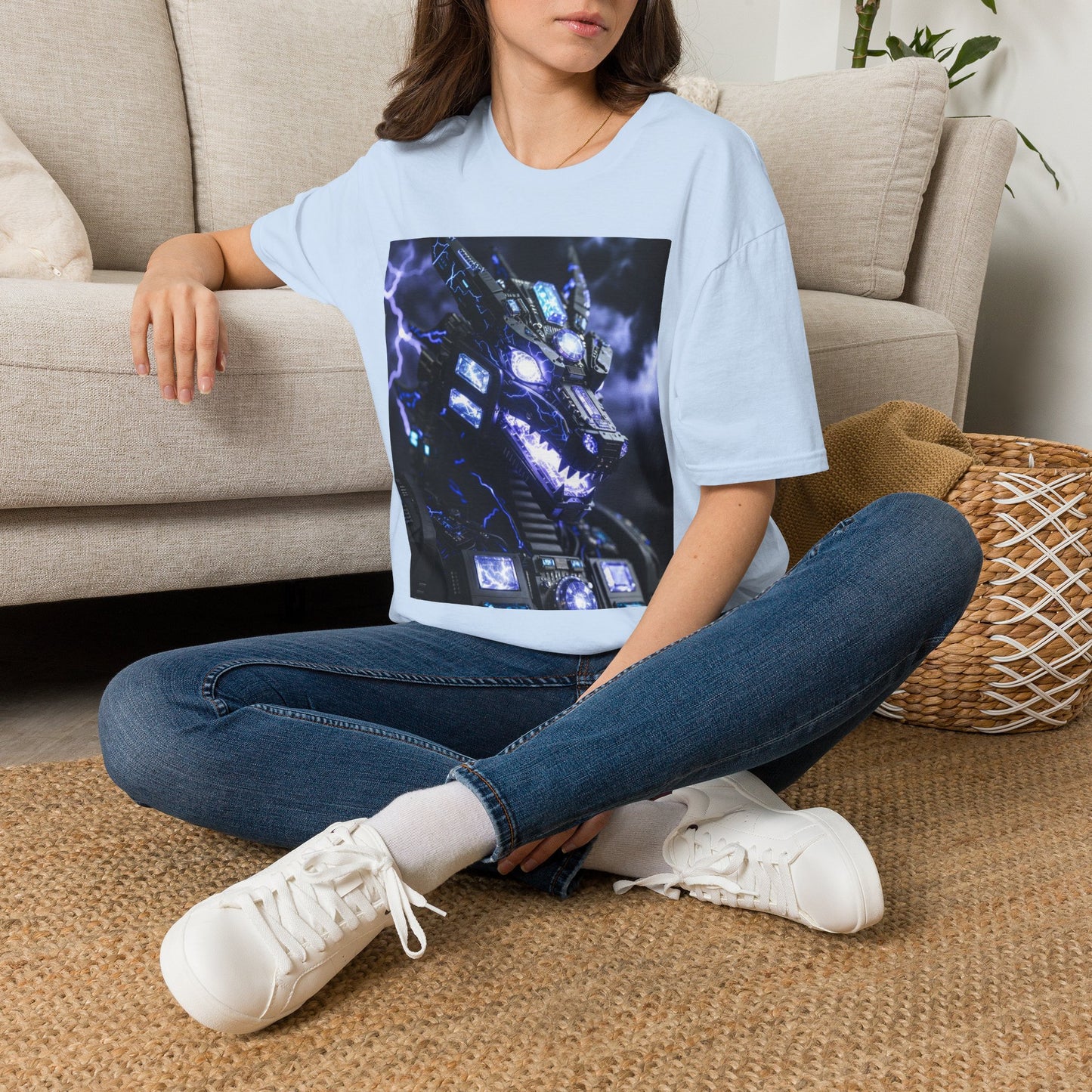 Dragon Mech Lightning T-Shirt — Cyber Dragon Graphic Tee