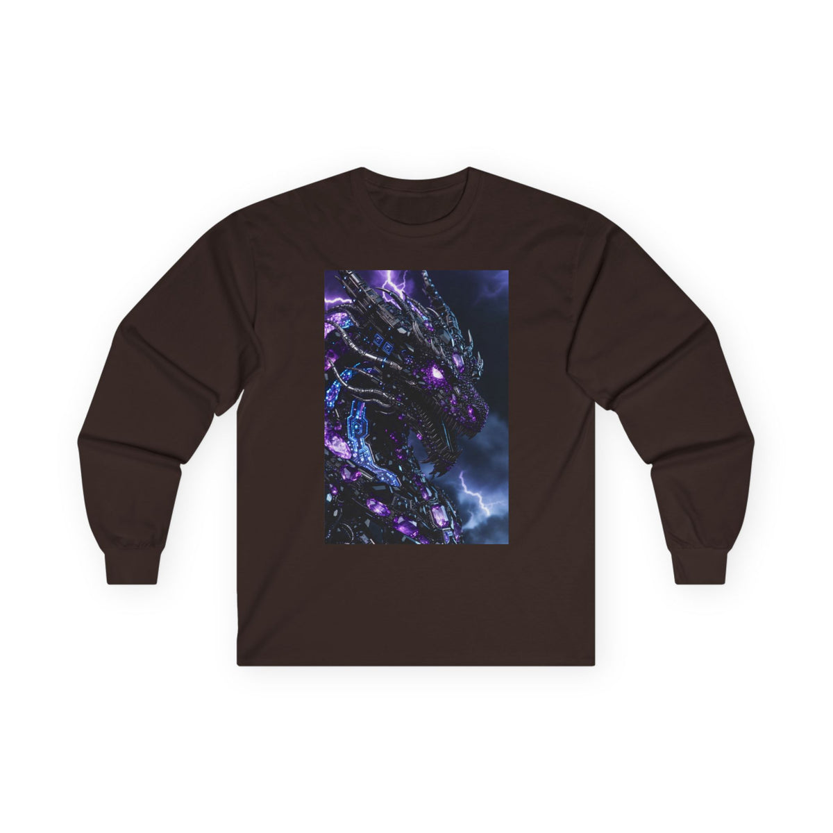 A Cosmic Dragon Pocket Long Sleeve Tee — Neon Galaxy Illustration