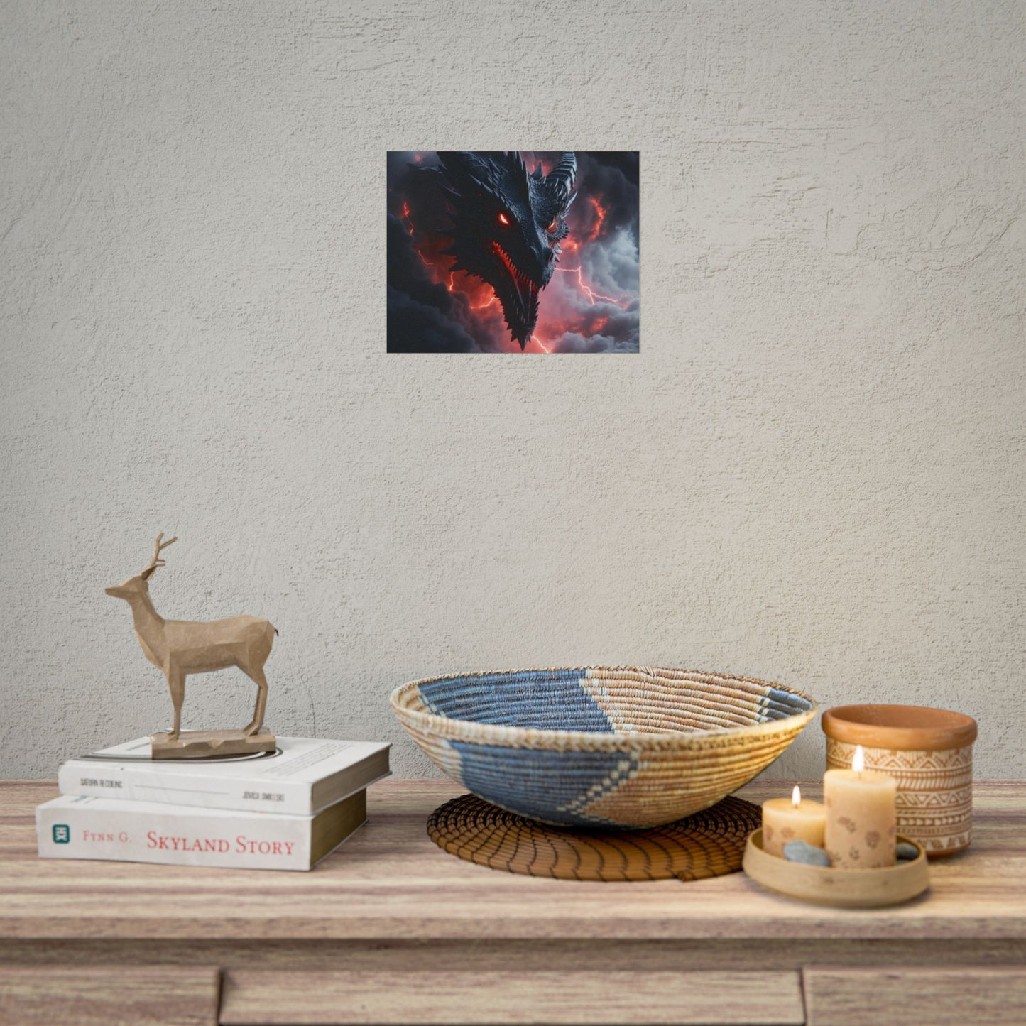 Dragon Storm Rolled Poster — Dark Fantasy Dragon Wall Art