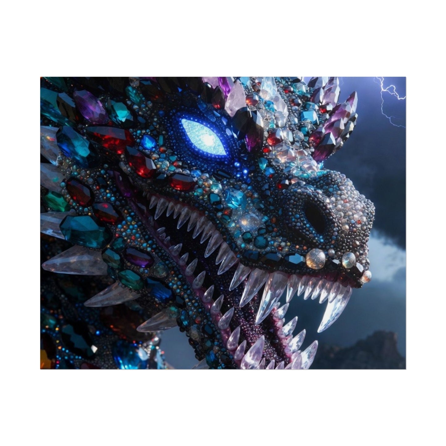 Dragon Crystal Poster — Fantasy Gem-Encrusted Dragon Wall Art (Rolled Poster)