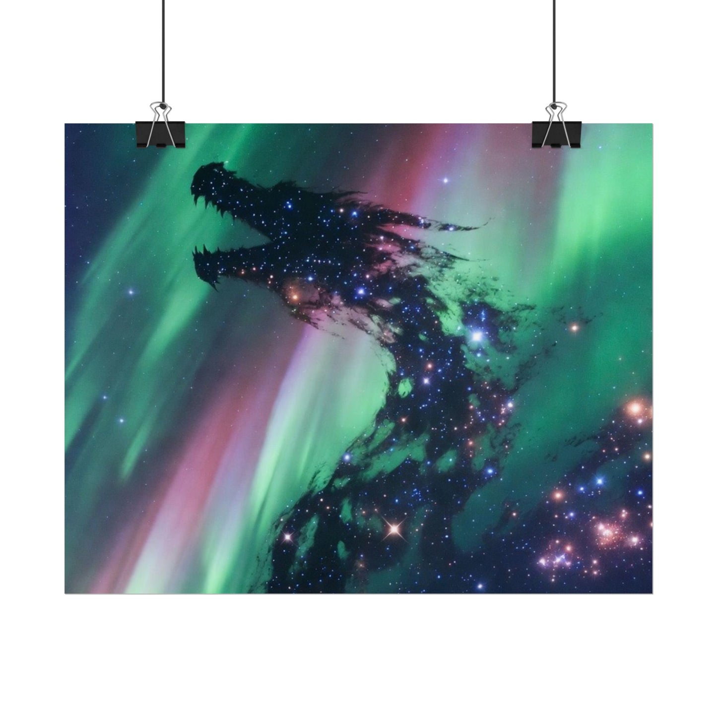 Aurora Dragon Poster — Cosmic Northern Lights Wall Art (Rolled Poster)