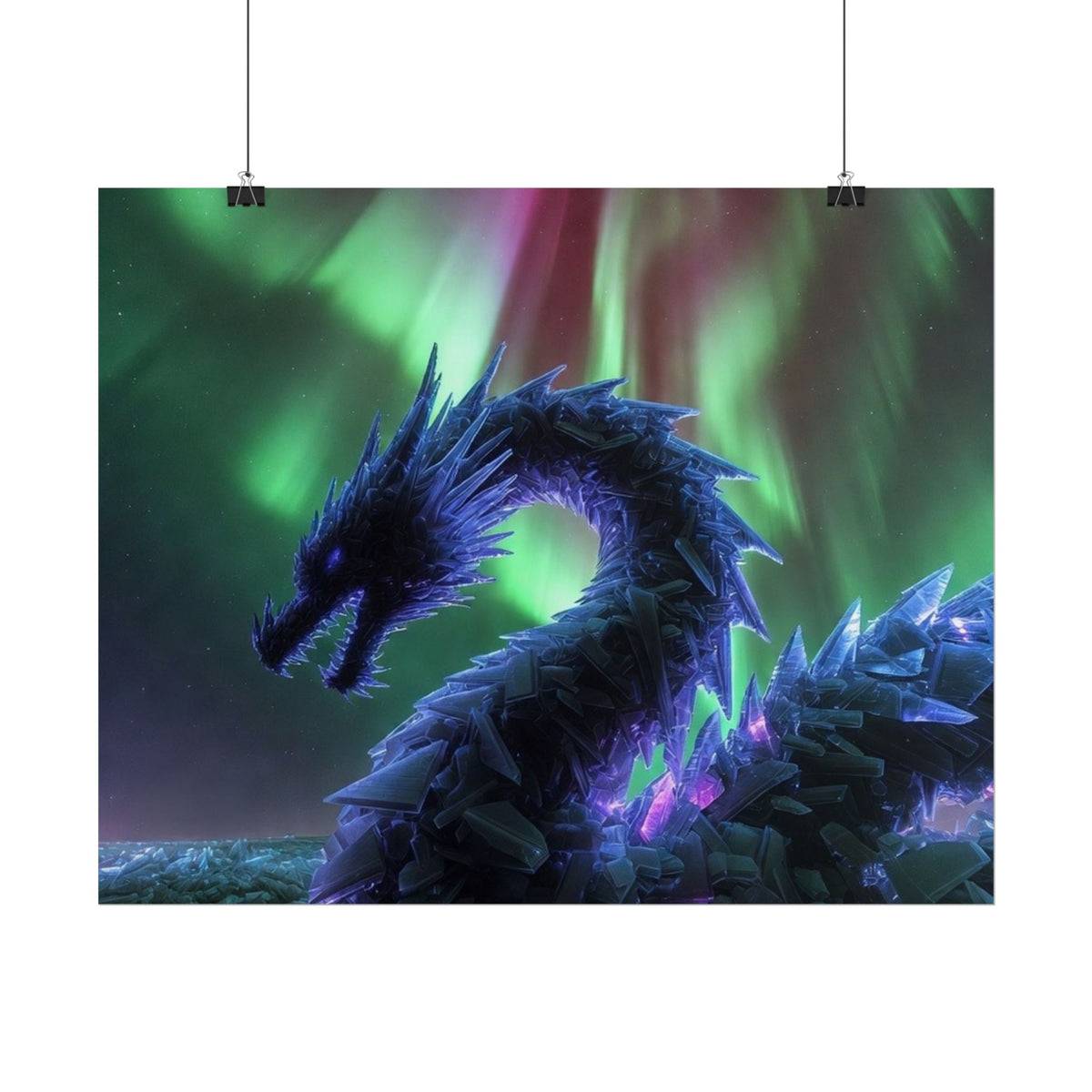 Aurora Crystal Dragon Poster — Fantasy Wall Art Print
