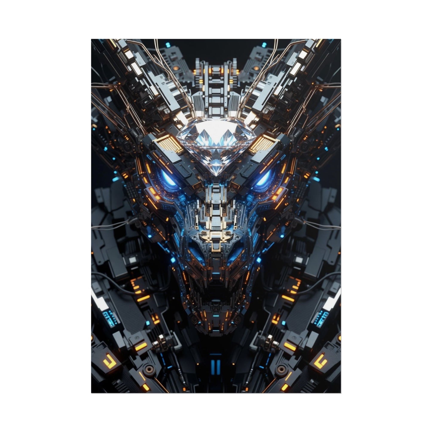 Futuristic Mech Dragon Poster – Cybernetic Robot Art Print