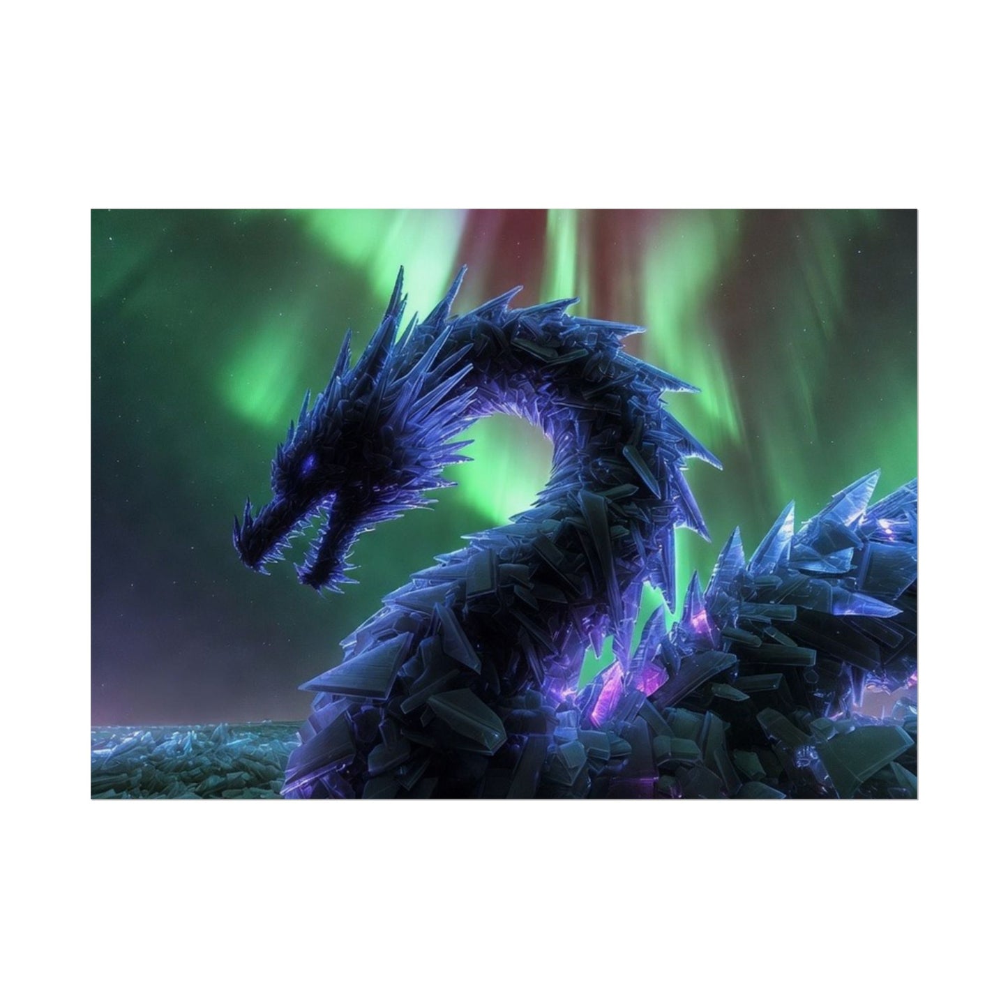 Aurora Crystal Dragon Poster — Fantasy Wall Art Print