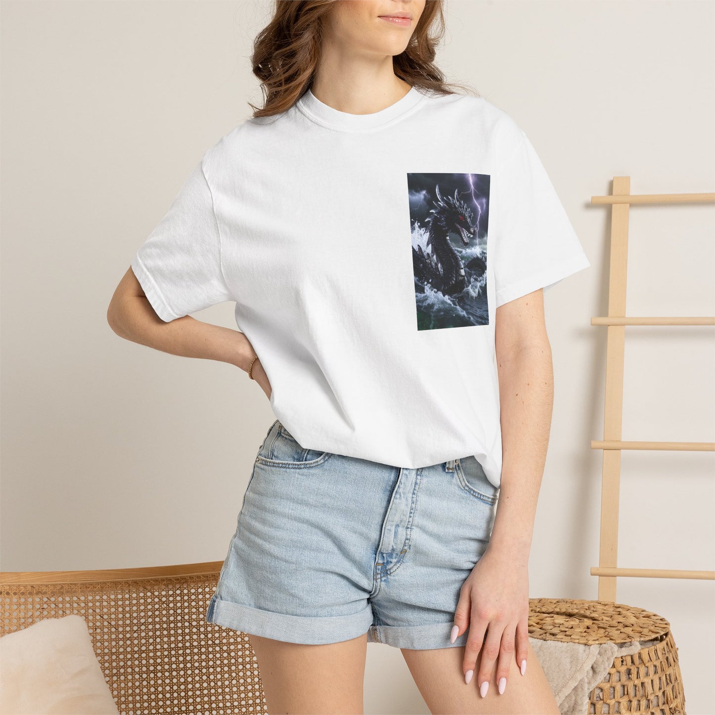 A Dragon Storm Graphic T-Shirt — Dark Fantasy Chest Print