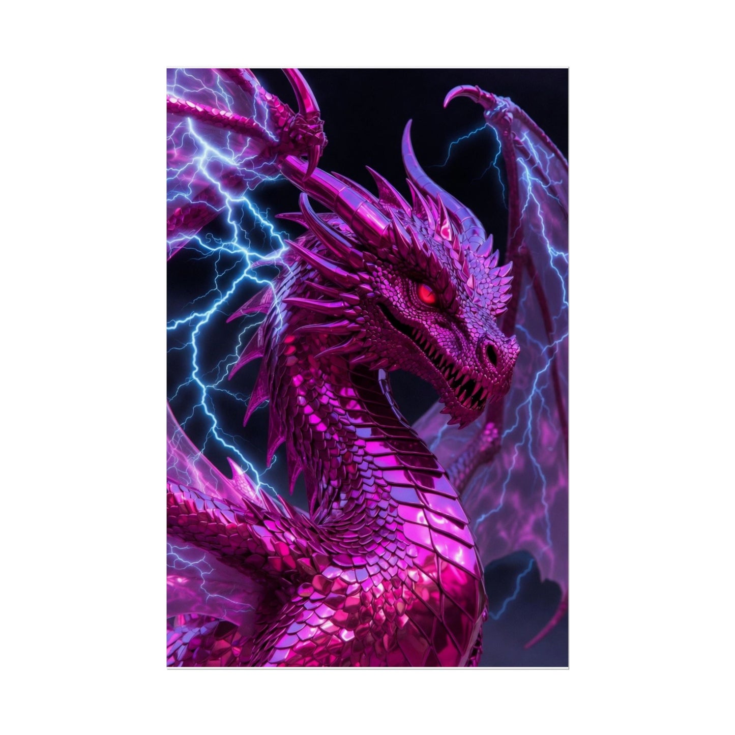 Pink Electric Dragon Poster — Fantasy Wall Art Rolled Poster