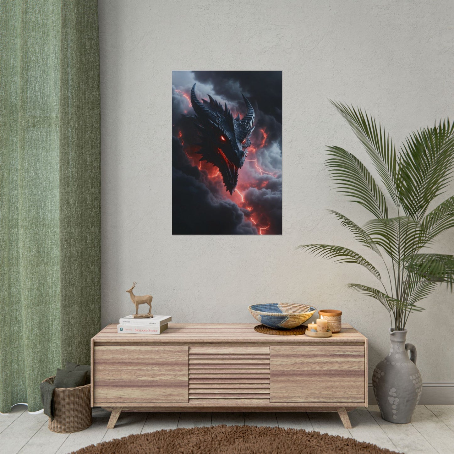 Dragon Storm Rolled Poster — Dark Fantasy Dragon Wall Art