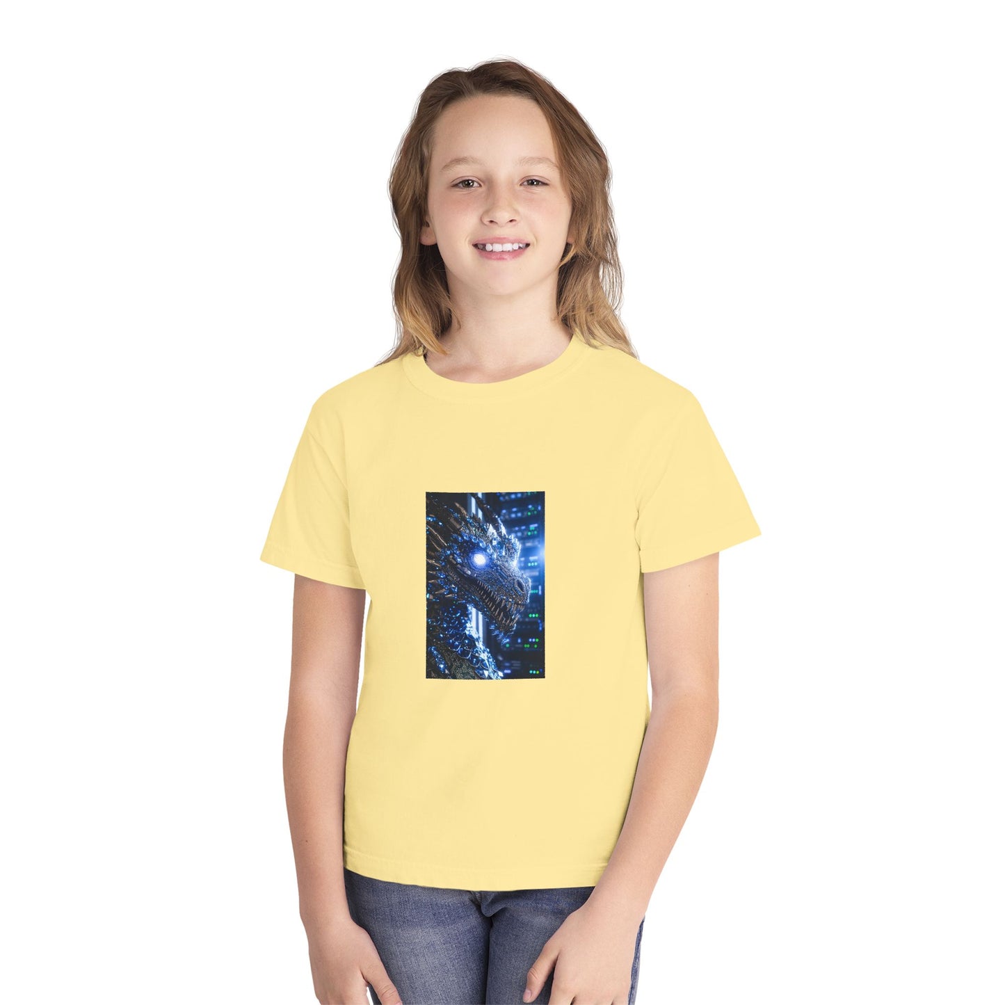 Youth Tee — Neon Dragon Galaxy Graphic