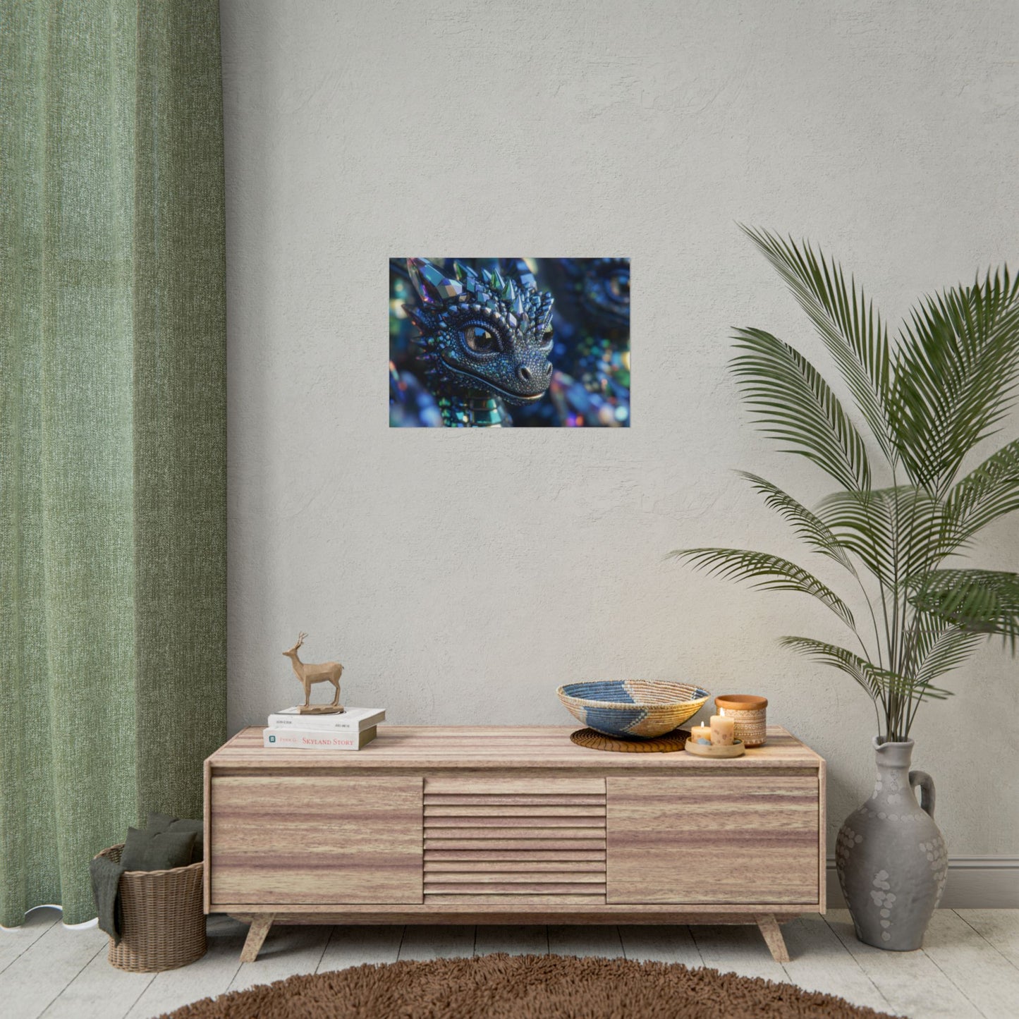 Crystal Dragon Rolled Poster — Fantasy Wall Art Print