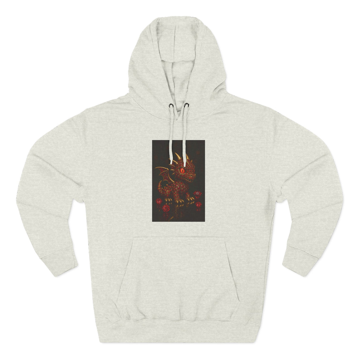 A RUBY RED Dragon Swirl Fleece Hoodie - Three-Panel Design for Fantasy Lovers