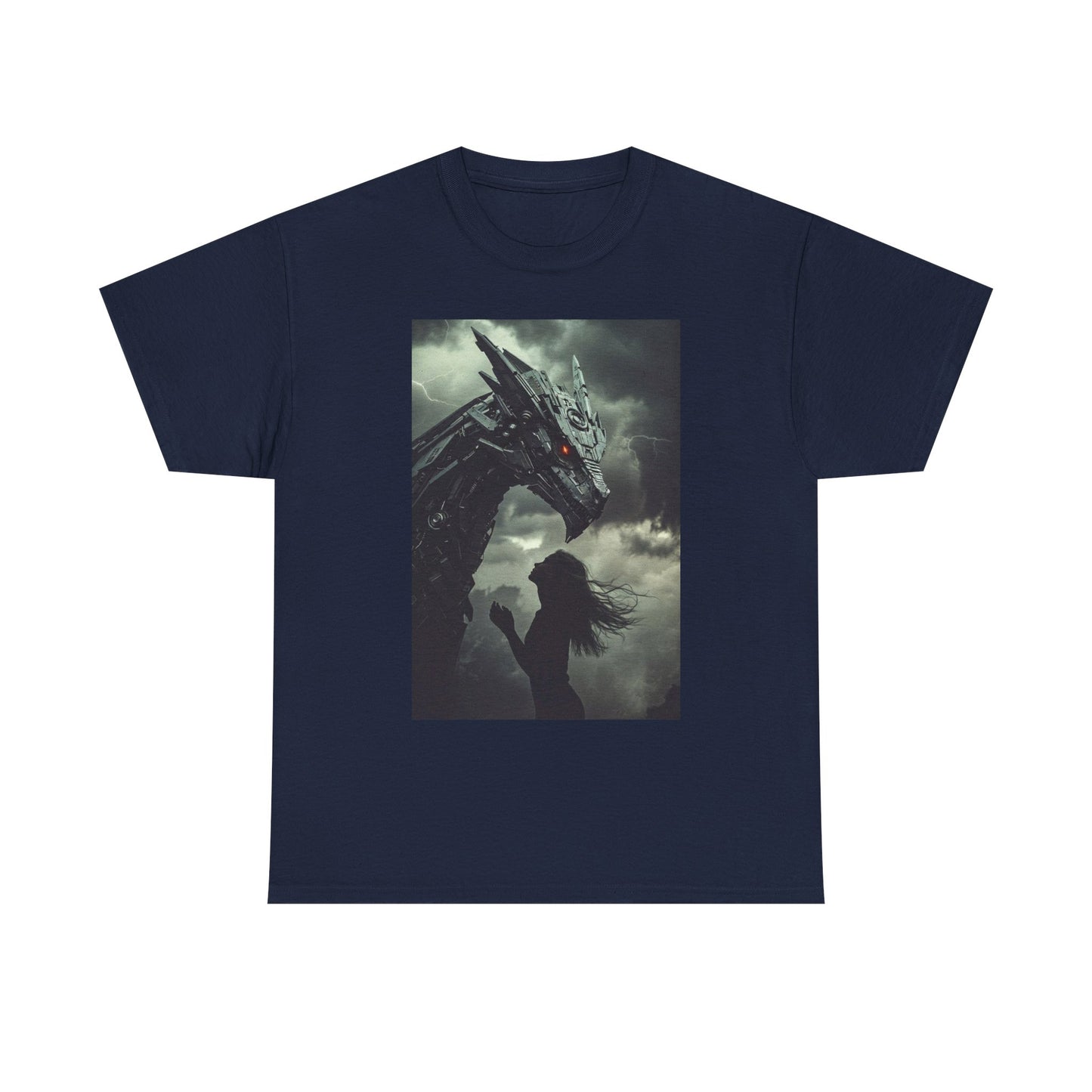 Dragon & Girl Fantasy T-Shirt — Dark Mythical Art Tee