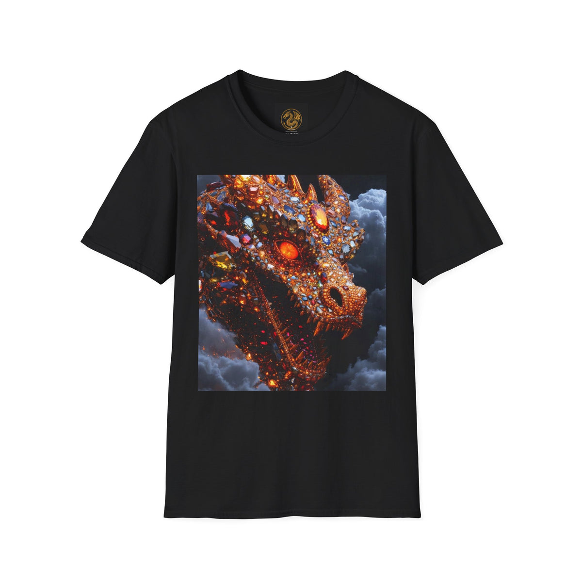A Gemstone Dragon Head Graphic T-Shirt — Fiery Fantasy Scaly Creature Design