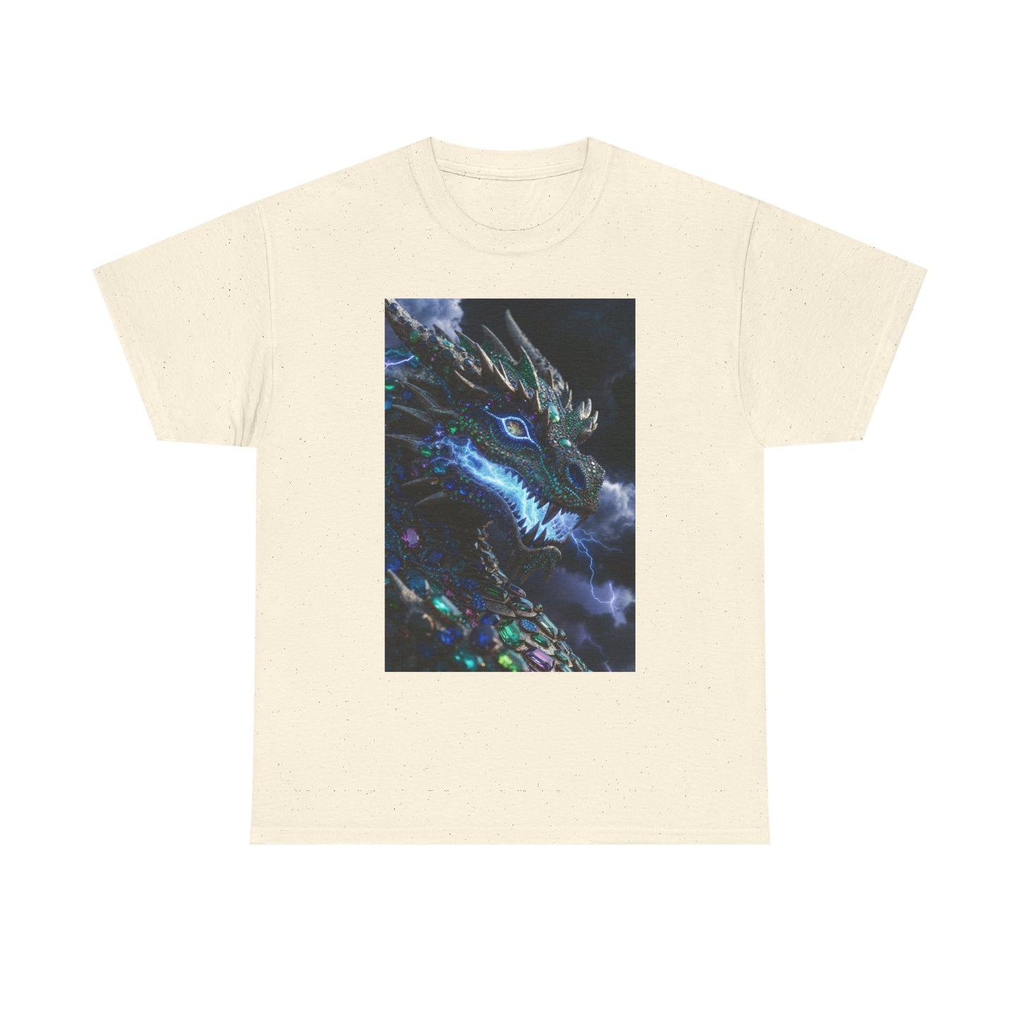 Dragon Portrait T‑Shirt — Neon Blue Fantasy Dragon Graphic Tee