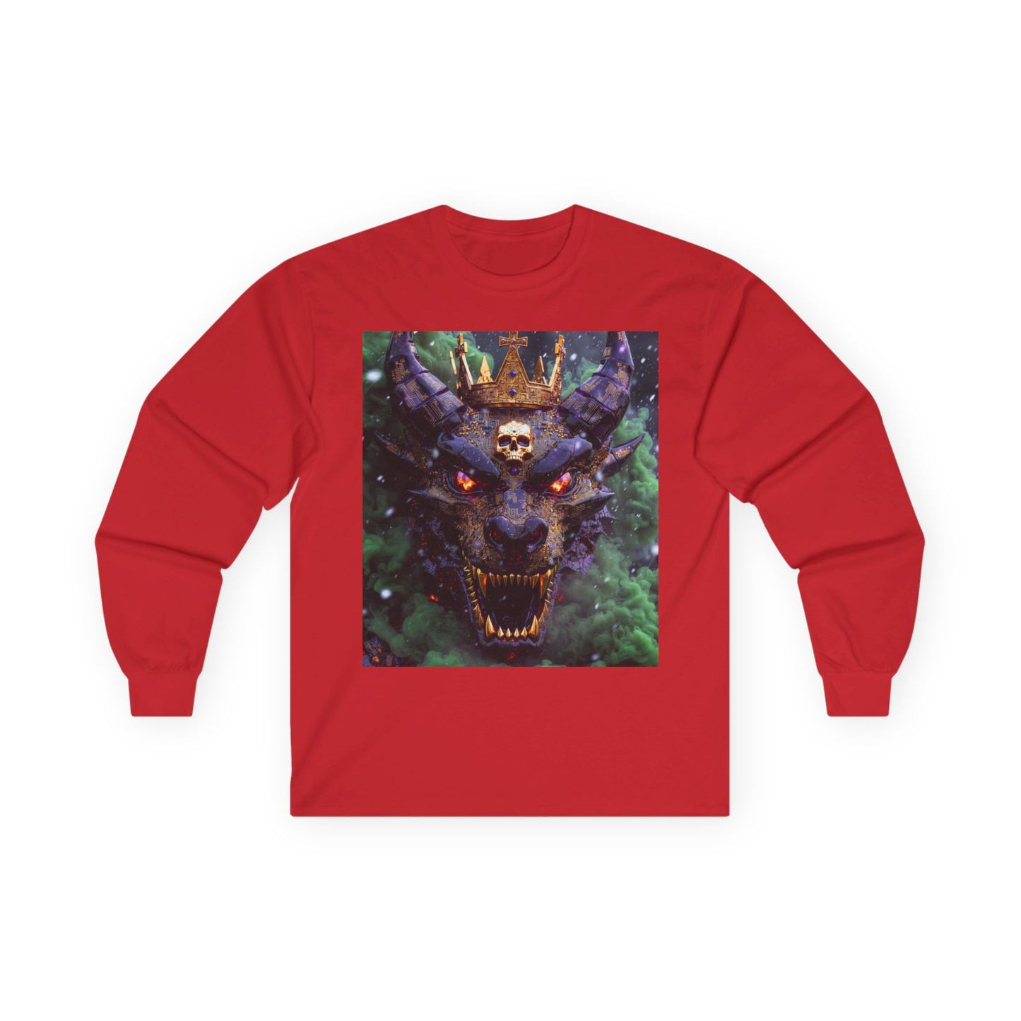 Dragon Demon Skull Long Sleeve Tee — Gothic Fantasy Graphic Shirt