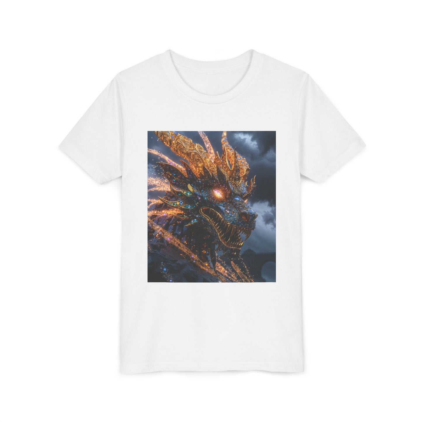 Youth Dragon Tee — Fiery Dragon Head Graphic Kids T‑Shirt