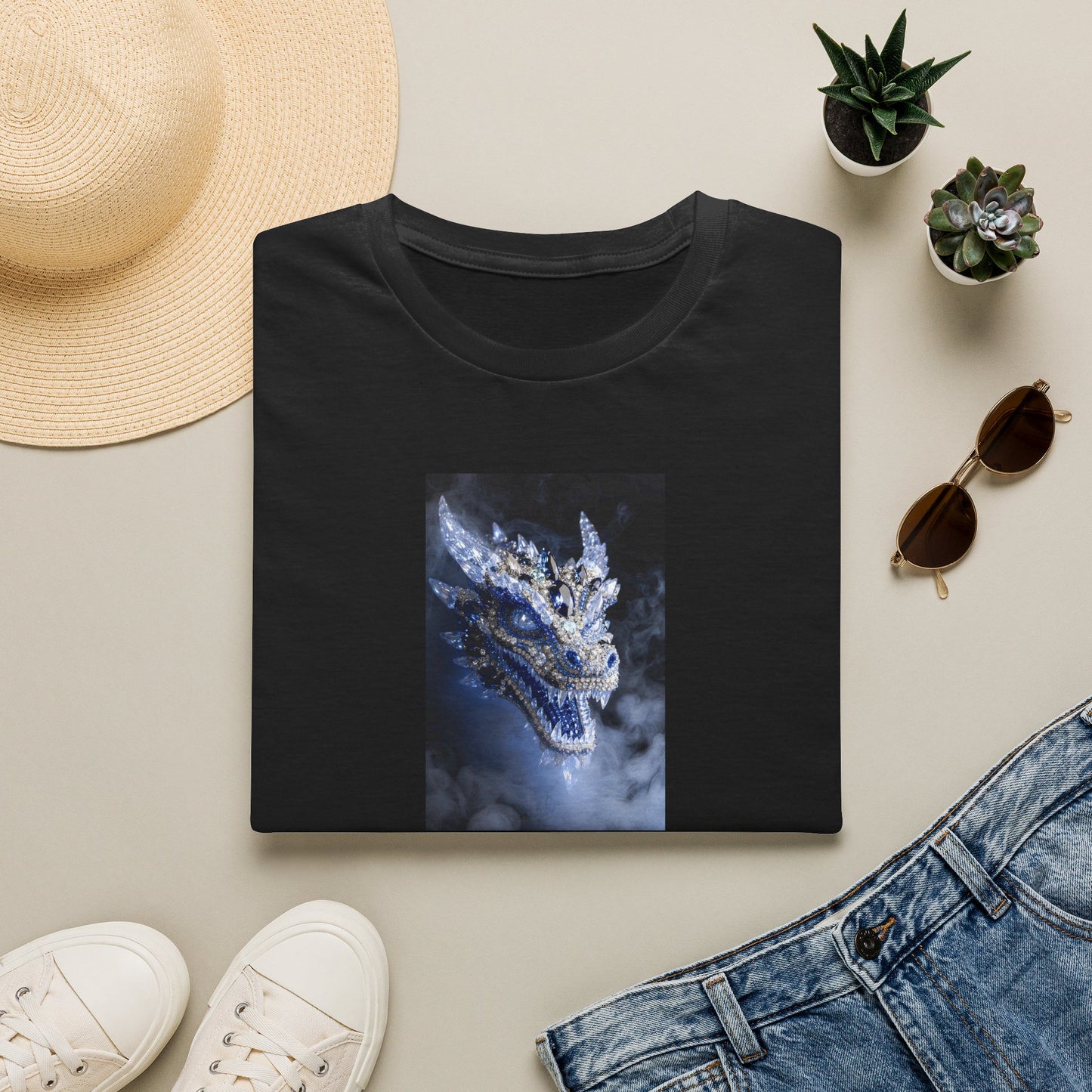 Dragon Portrait T-Shirt — Mystical Blue Dragon Art Tee