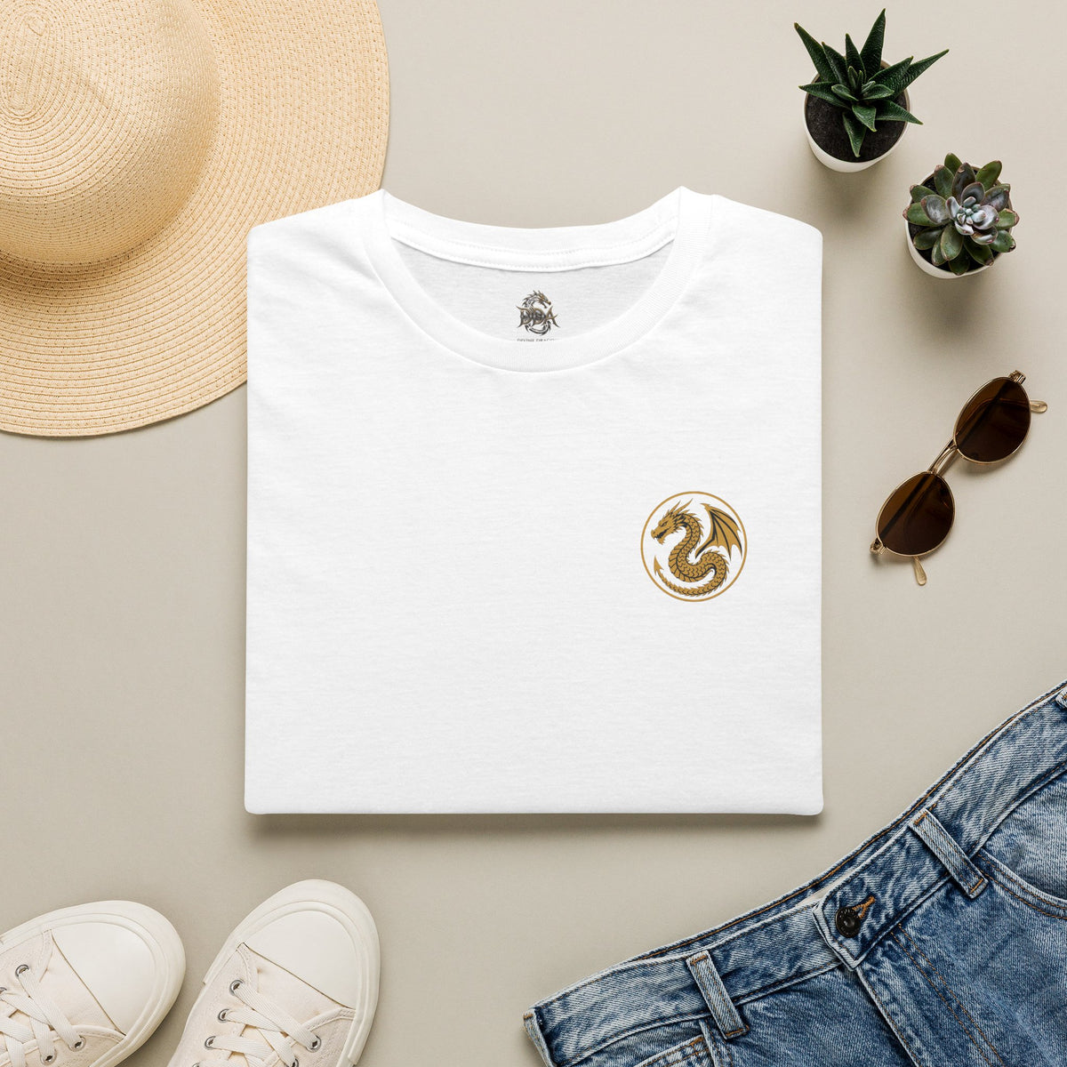 A # 1 Selling Divine Dragon Armor Pocket T-Shirt — Vintage Gold Emblem Tee