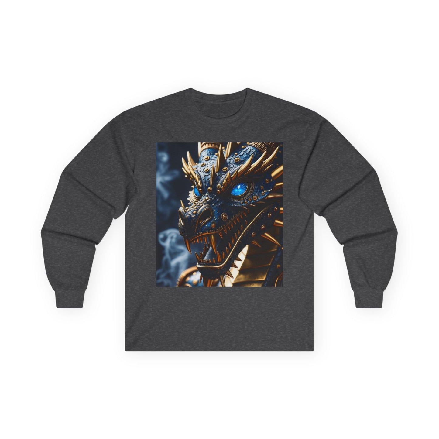 Dragon Graphic Long Sleeve Tee — Blue Eye Fantasy Dragon Shirt