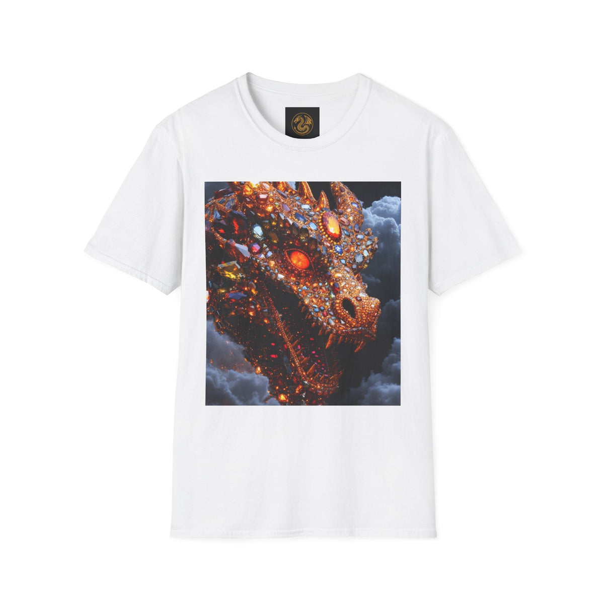 A Gemstone Dragon Head Graphic T-Shirt — Fiery Fantasy Scaly Creature Design