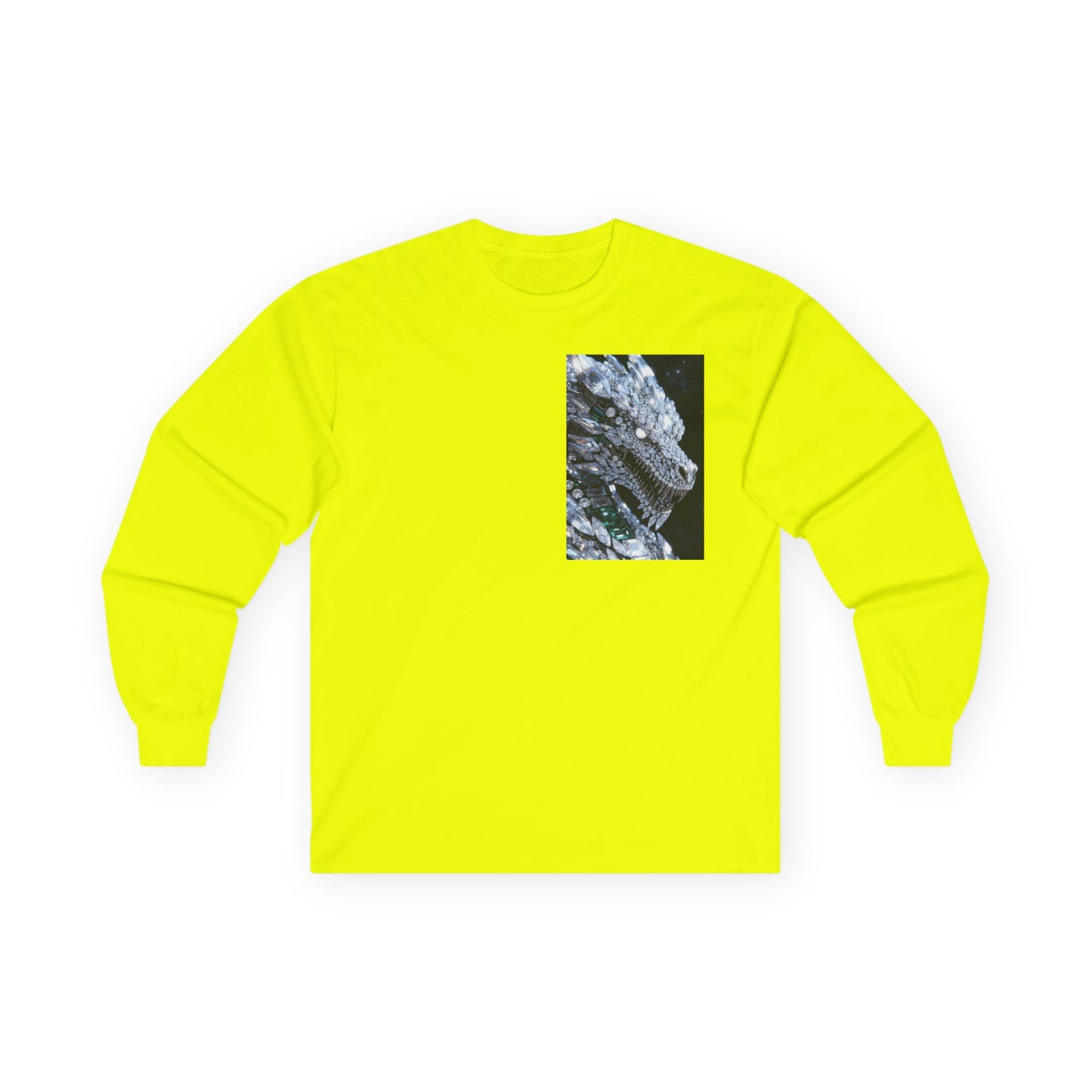 Long Sleeve Tee — Abstract Iridescent Crystal Photo Pocket Print