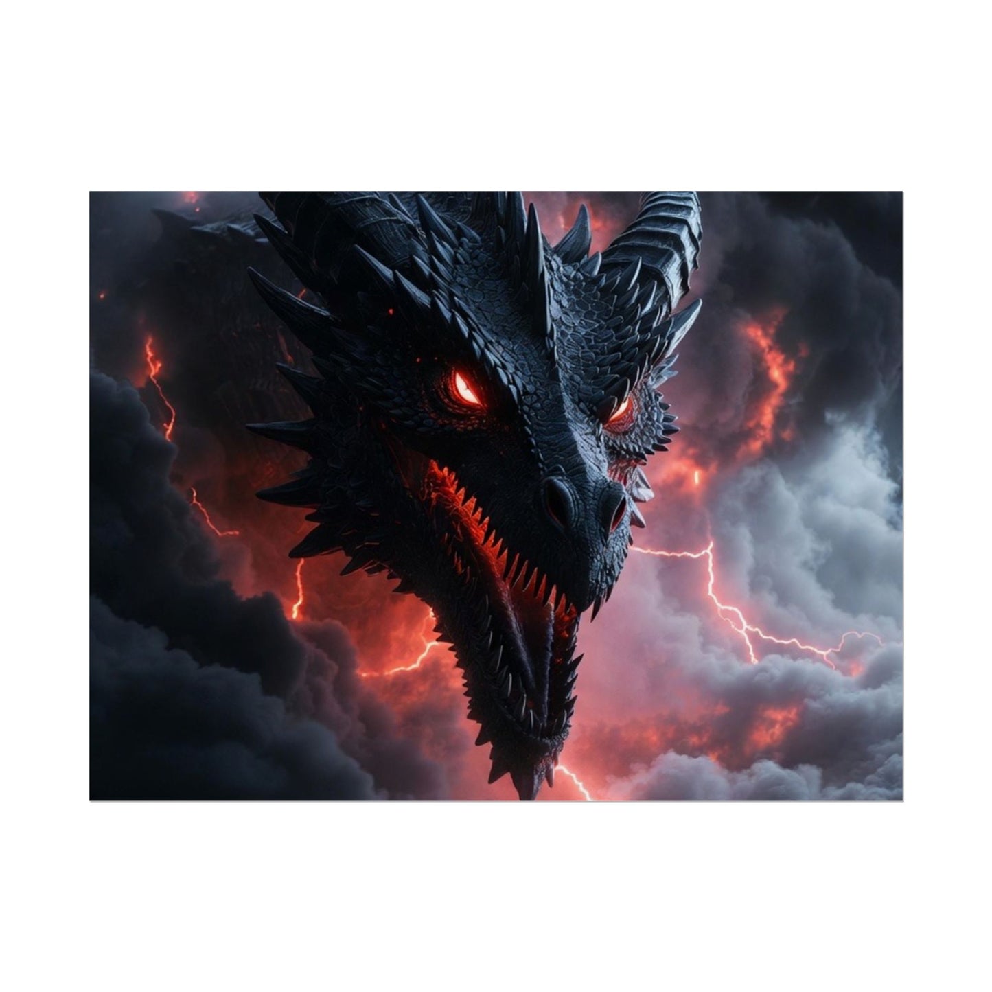 Dragon Storm Rolled Poster — Dark Fantasy Dragon Wall Art