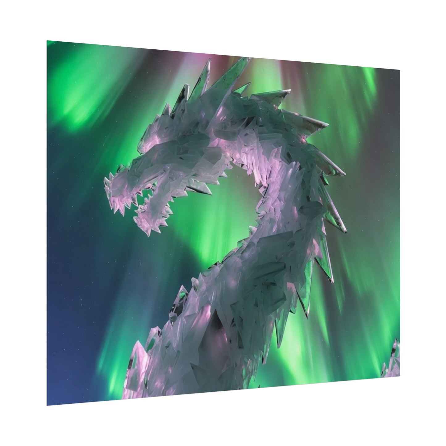 Aurora Ice Dragon Poster — Fantasy Wall Art Rolled Poster