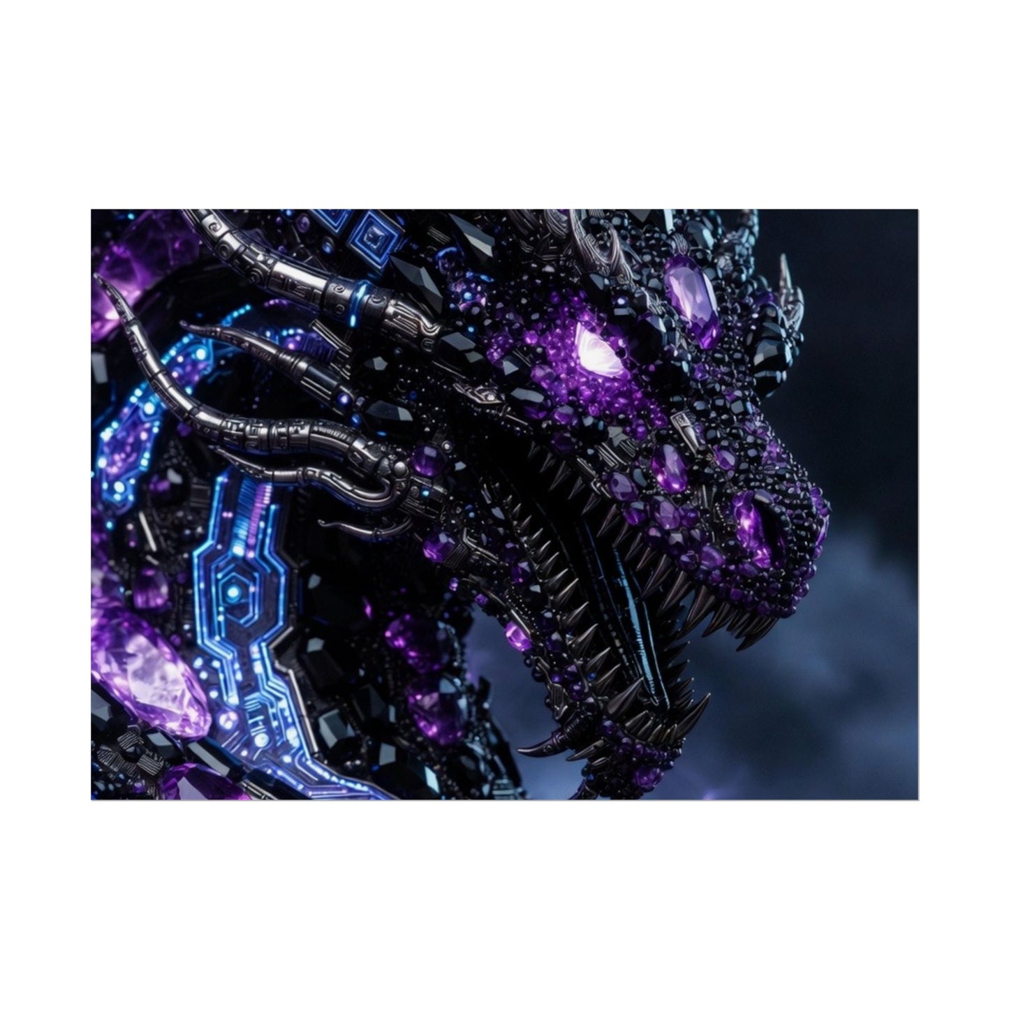 Rolled Poster — Cyberpunk Dragon Storm Art Print