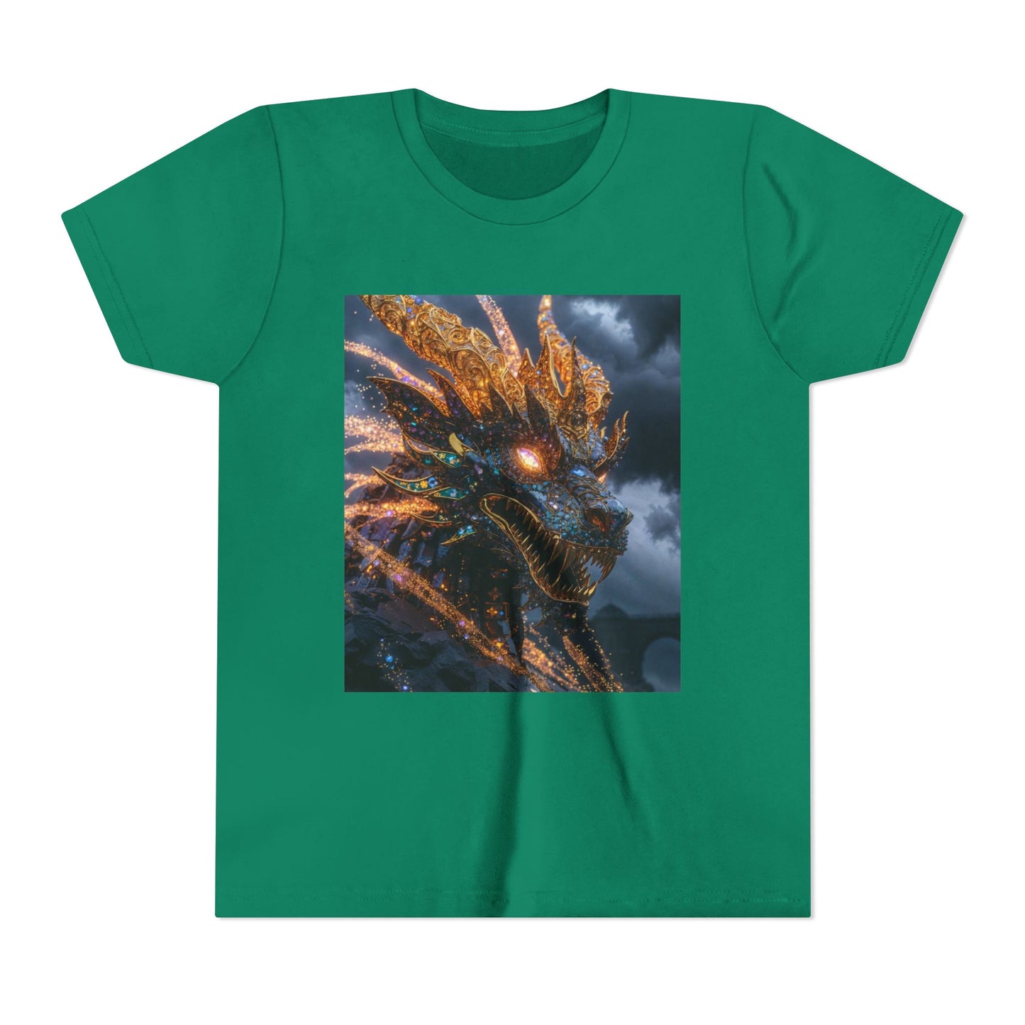 Youth Dragon Tee — Fiery Dragon Head Graphic Kids T‑Shirt