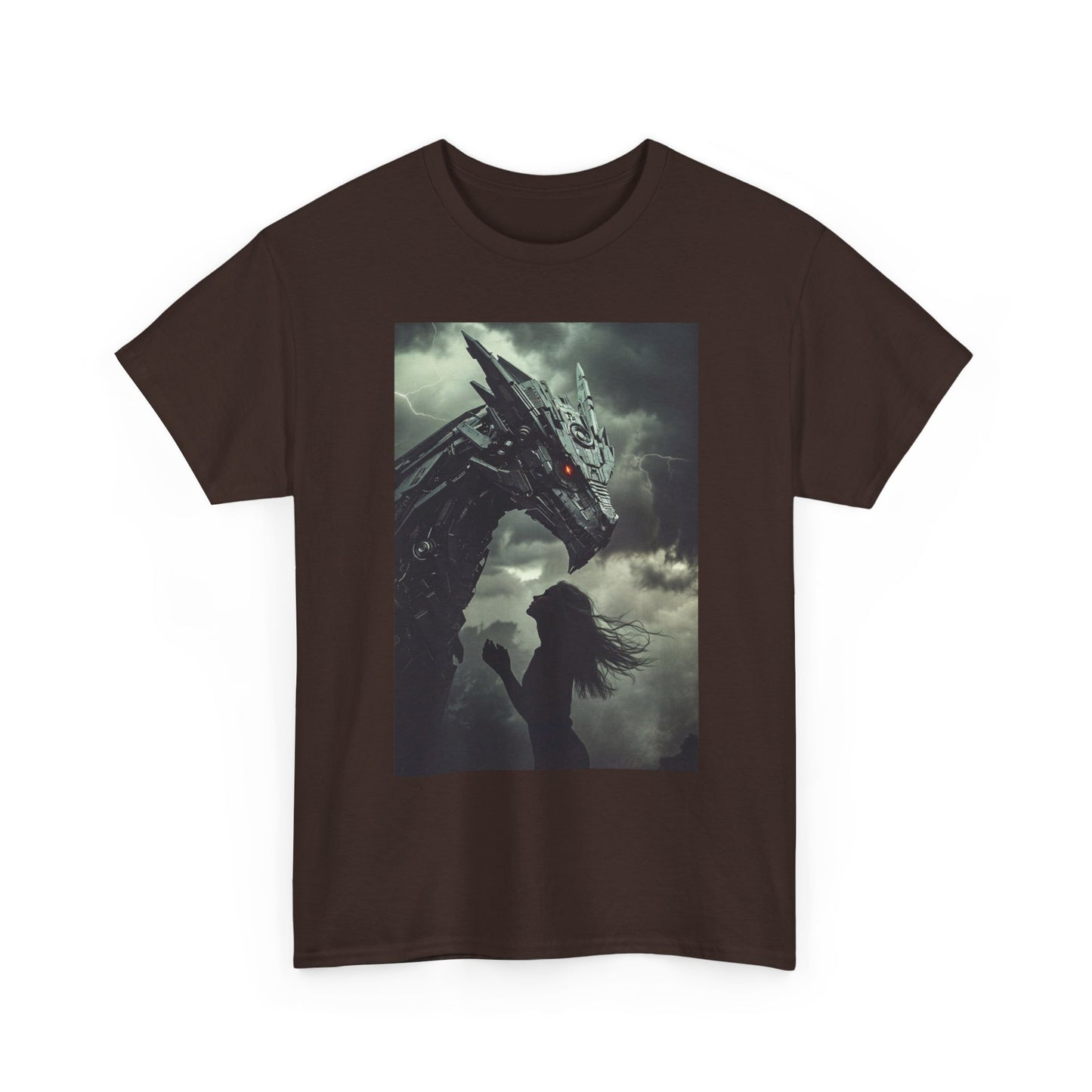 Dragon & Girl Fantasy T-Shirt — Dark Mythical Art Tee