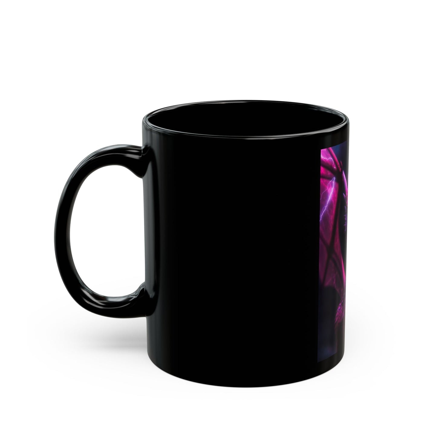 Pink Neon Dragon Mug — Black Ceramic Fantasy Coffee Cup (11oz & 15oz)