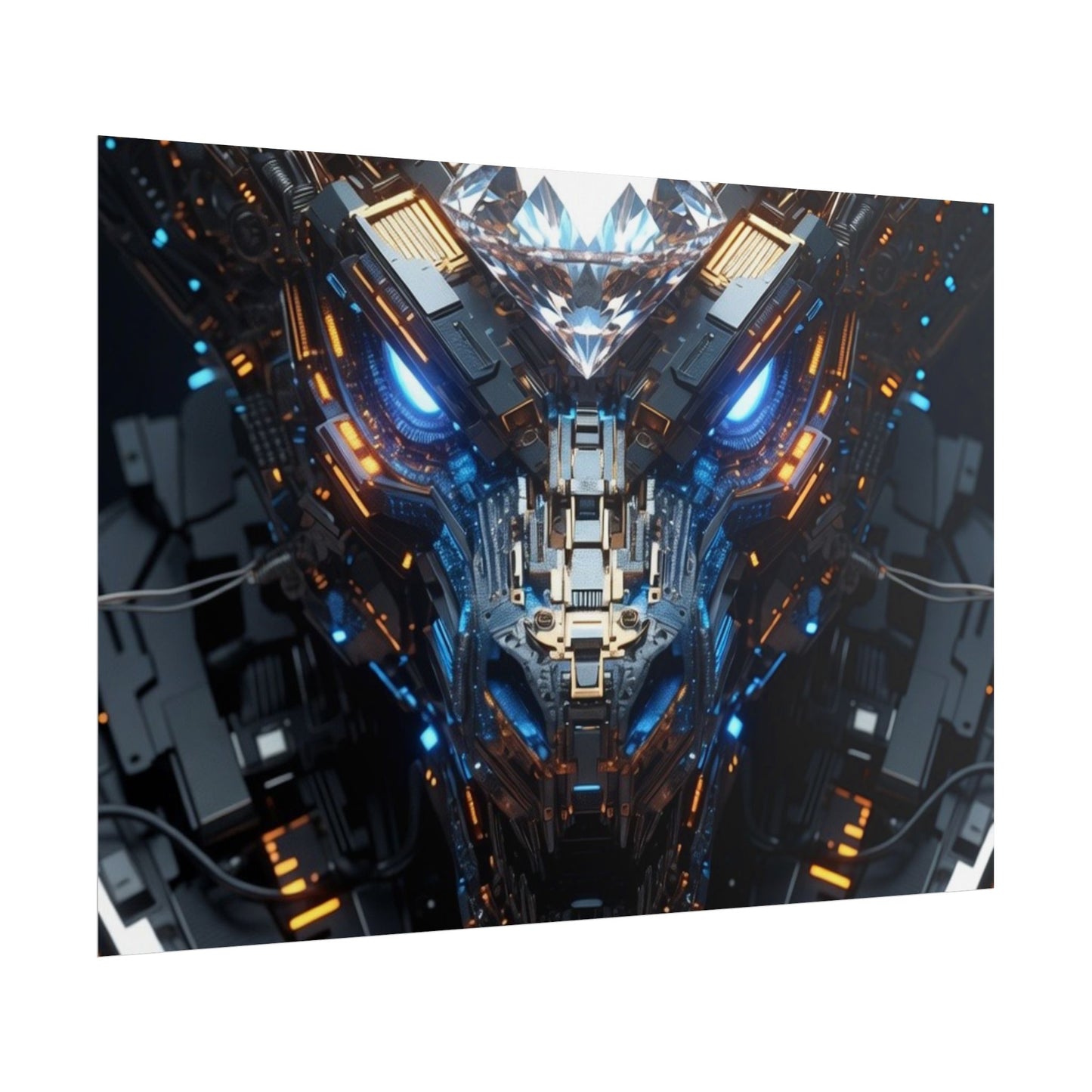 Futuristic Mech Dragon Poster – Cybernetic Robot Art Print