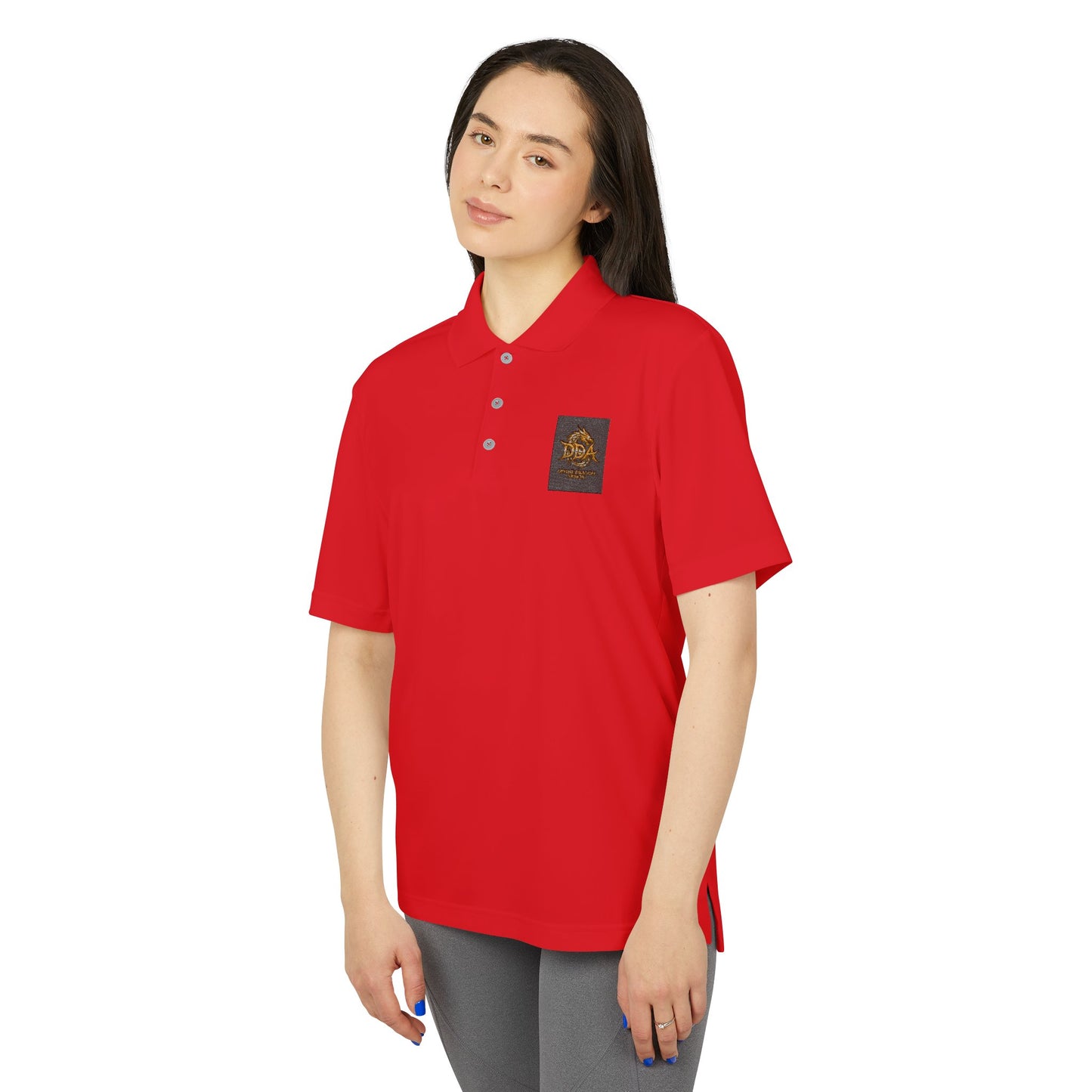 Adidas Performance Polo — Gold Crest Patch Chest Logo